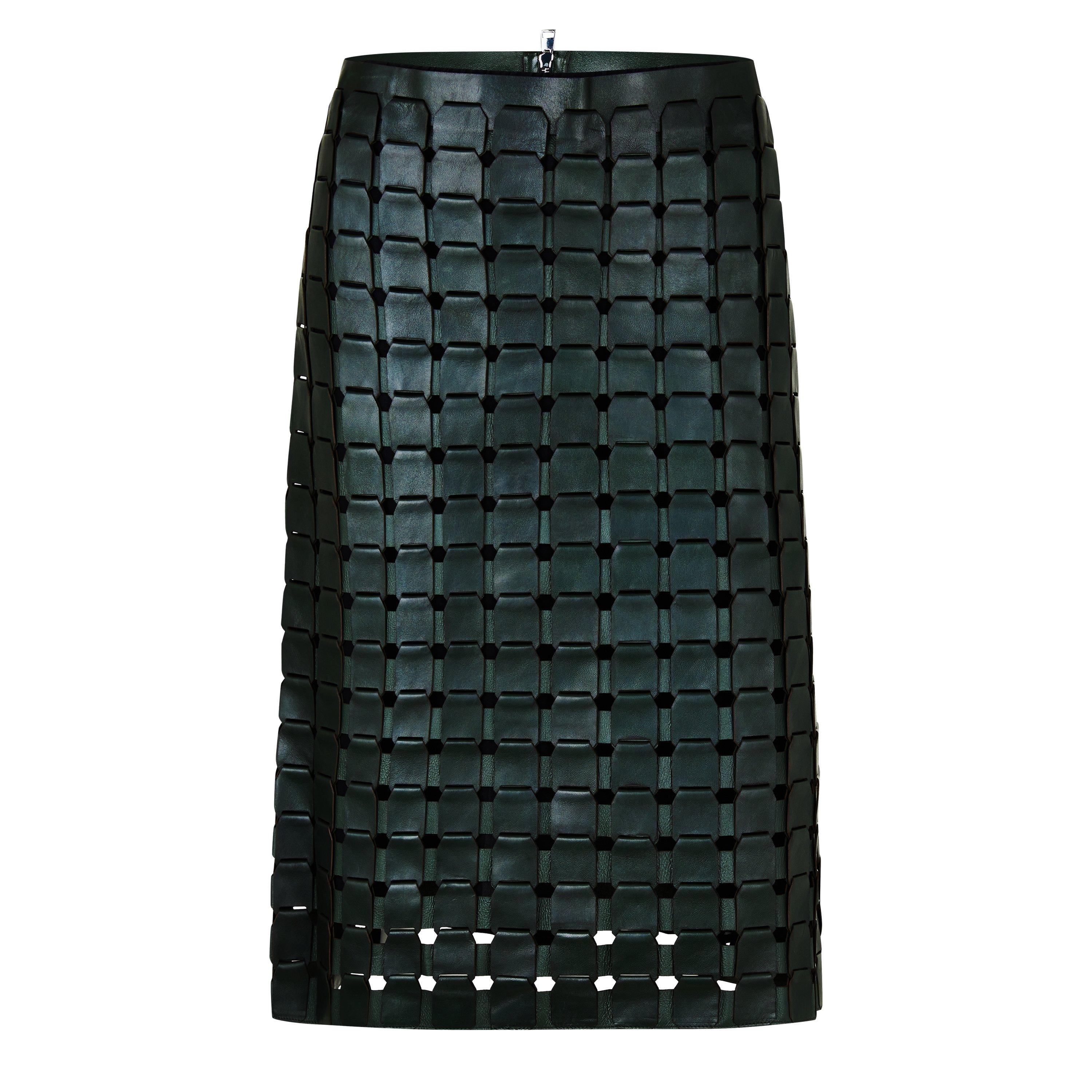 Dark Green - Bottega Veneta - Women's Structured Midi Skirt - 1