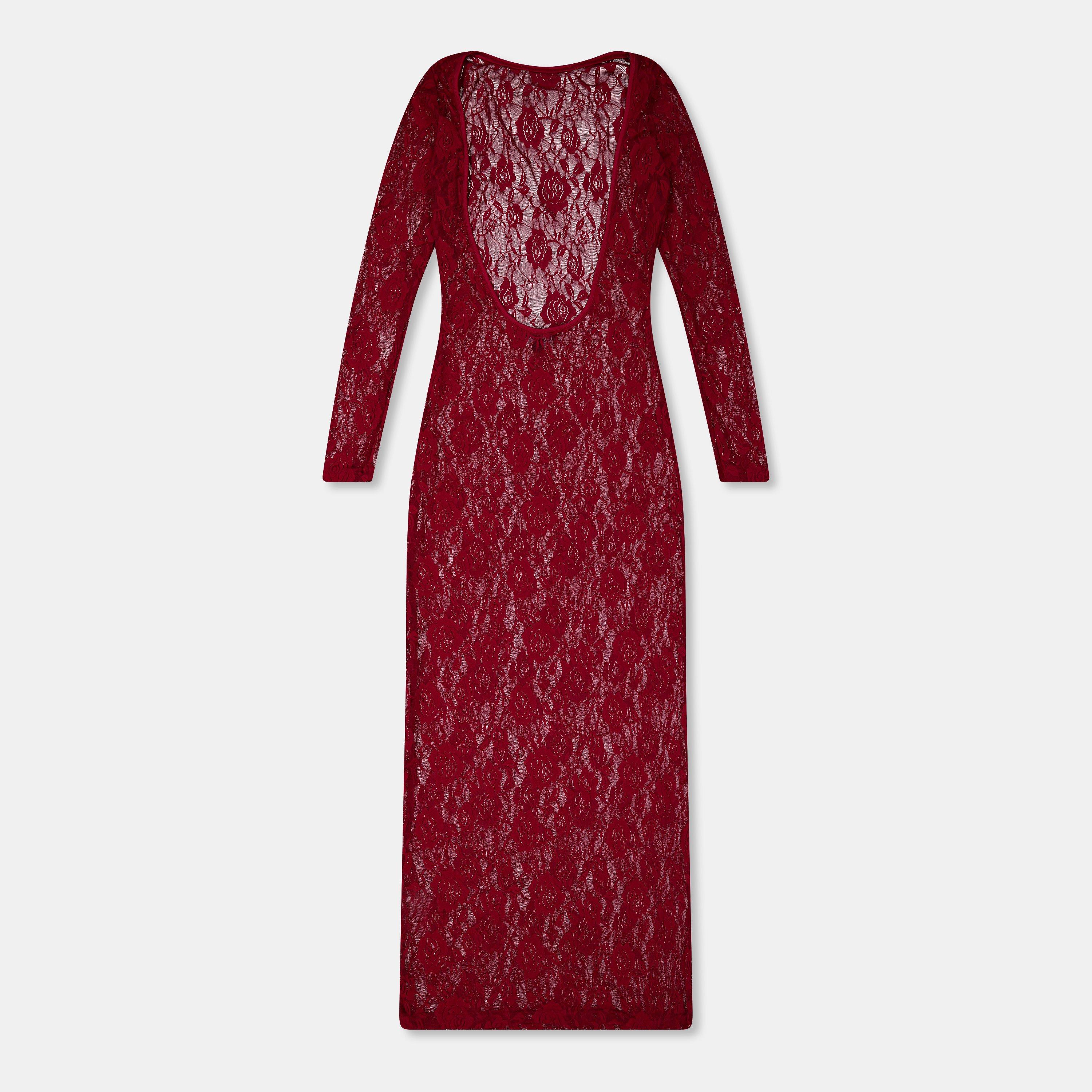 Red - Missy Empire - Lace Open Back Maxi Dress Womens - 2