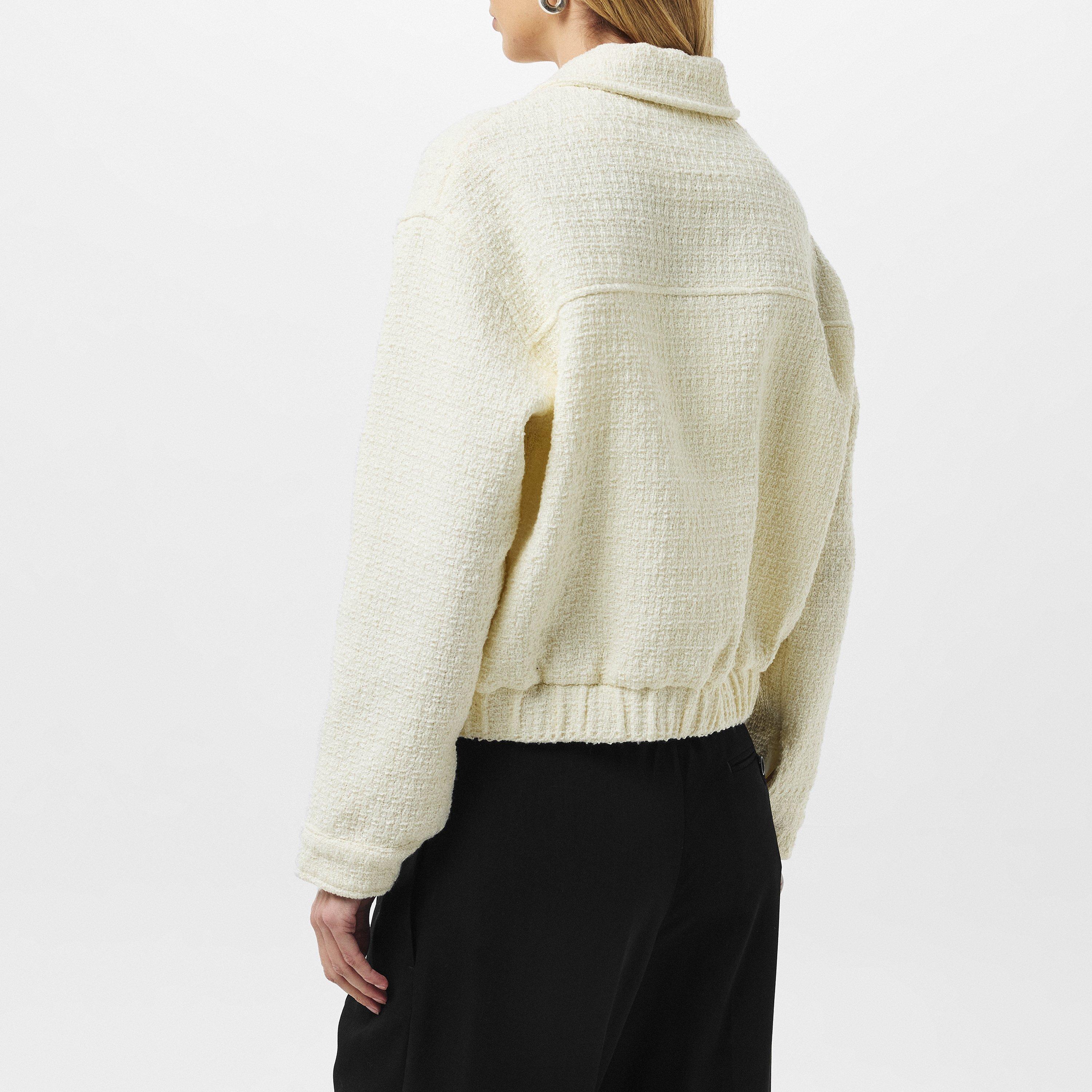 Cream - Missy Empire - Boucle Textured Bomber Jacket - 4