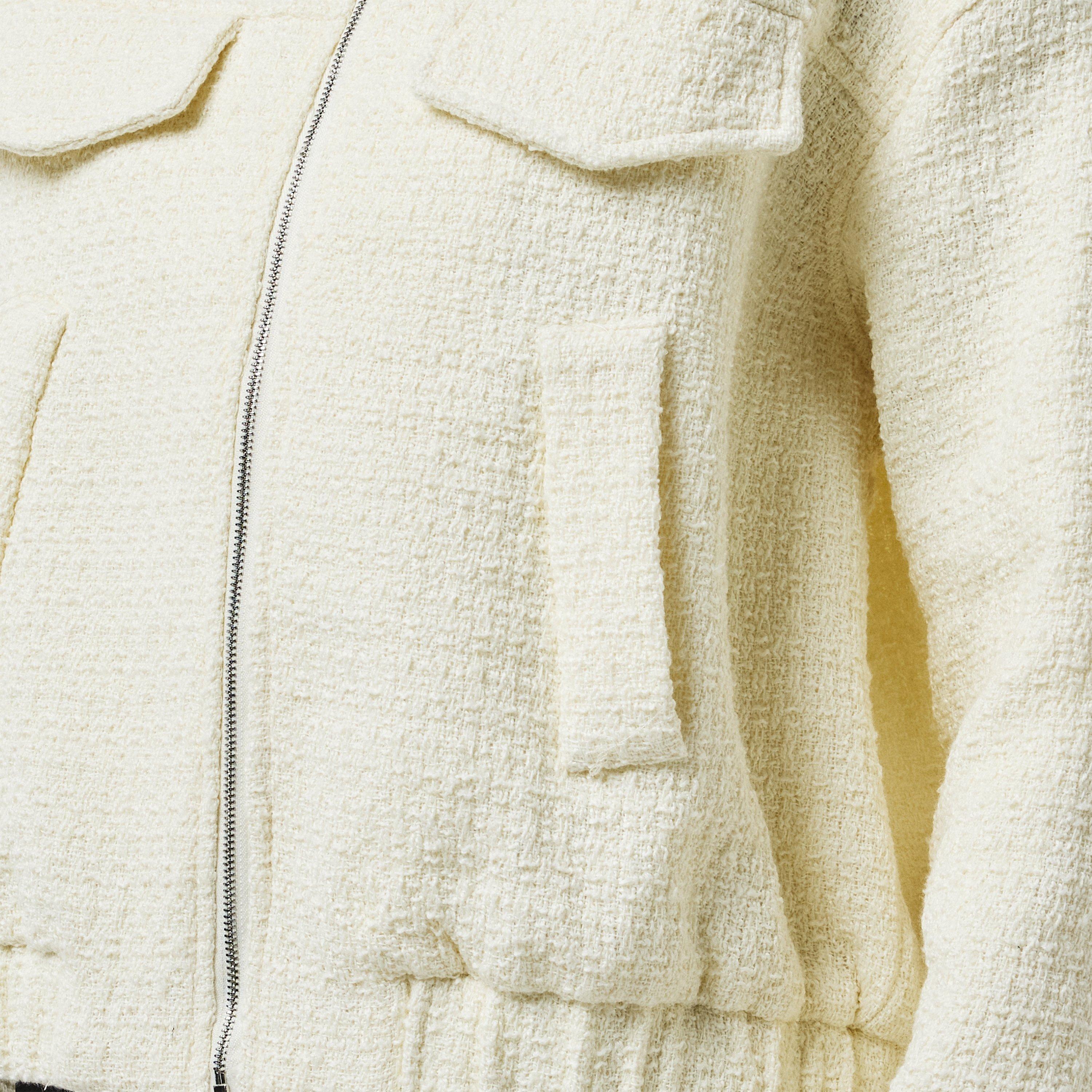 Cream - Missy Empire - Boucle Textured Bomber Jacket - 5