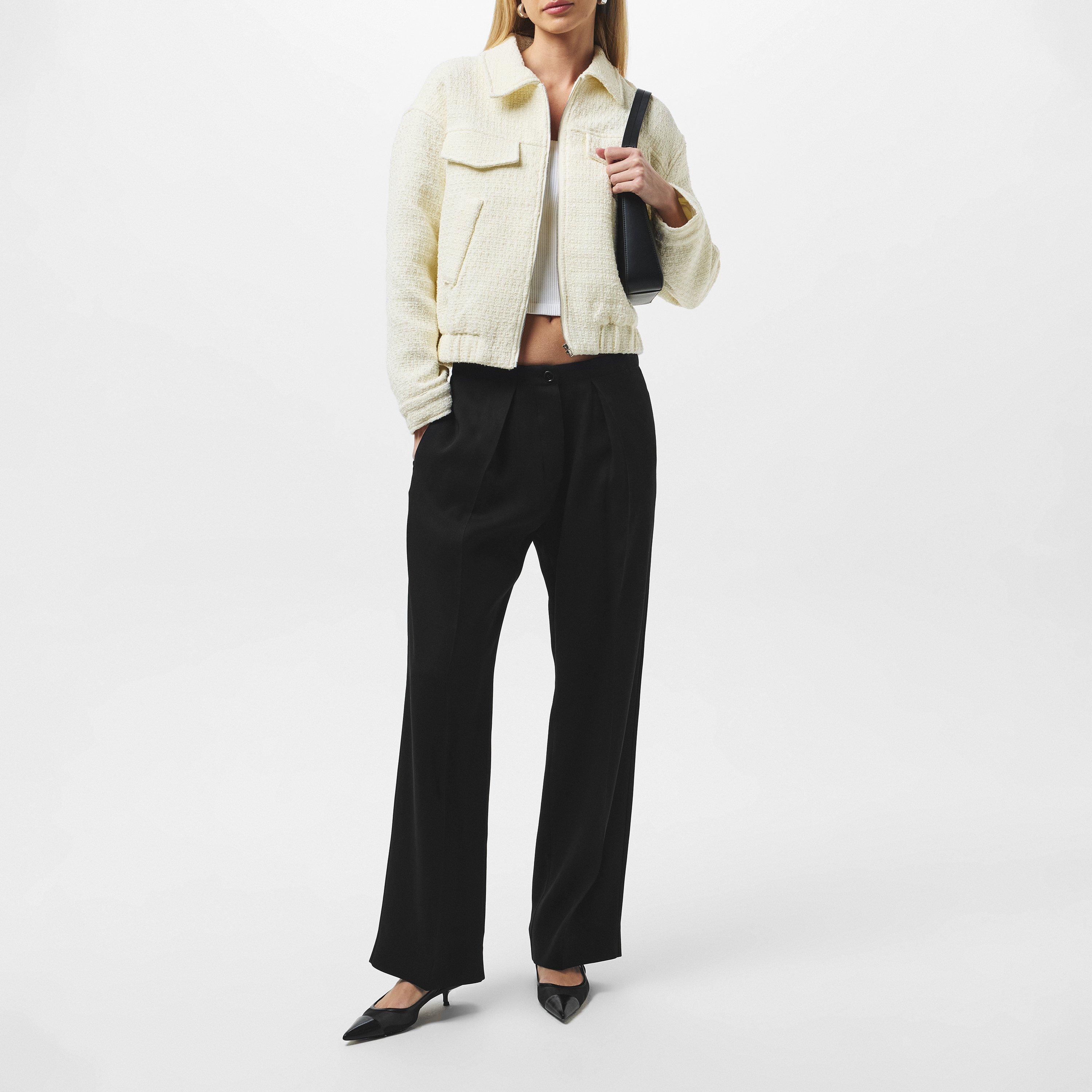 Cream - Missy Empire - Boucle Textured Bomber Jacket - 6