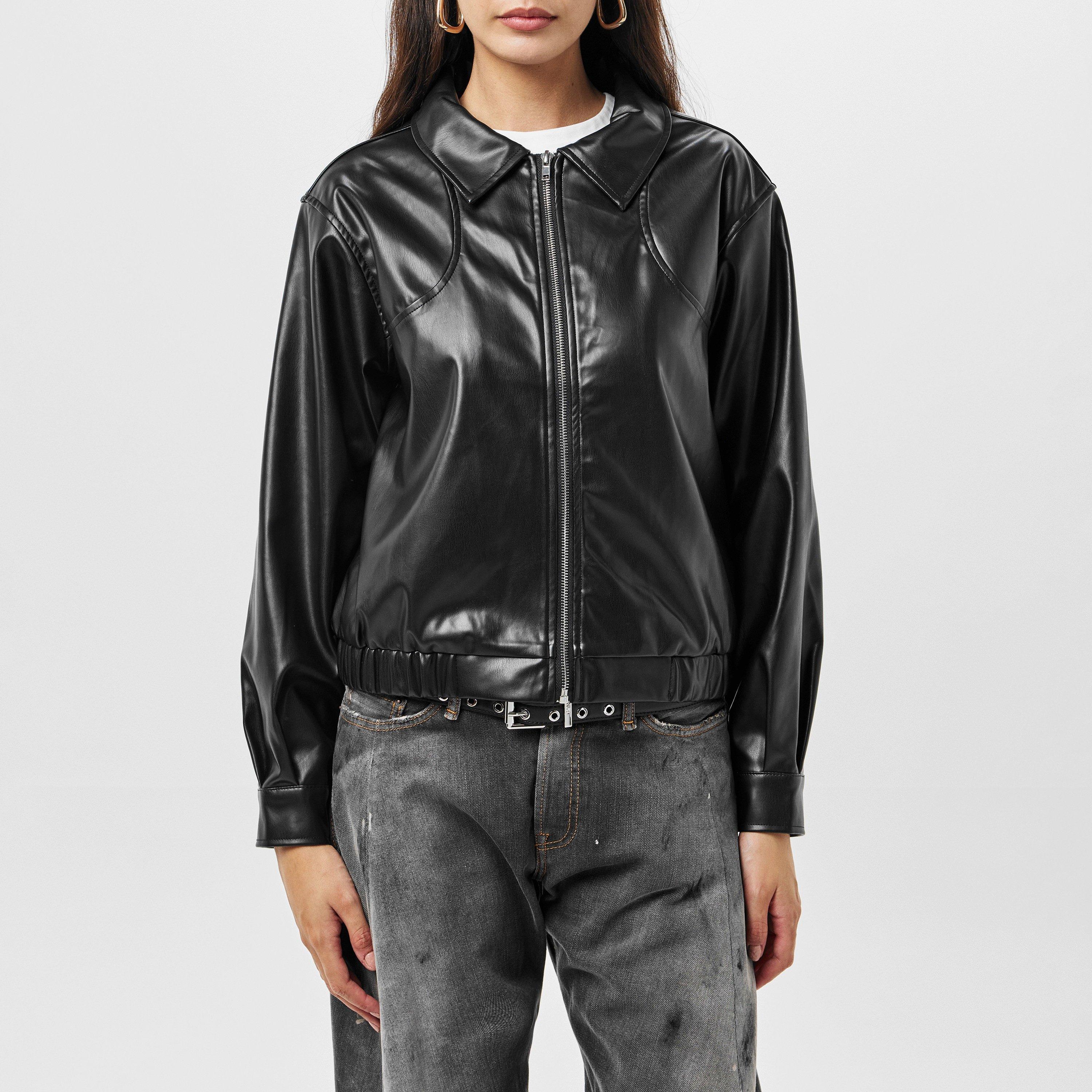 Sort - Missy Empire - Faux Leather Bomber Jacket Womens - 3