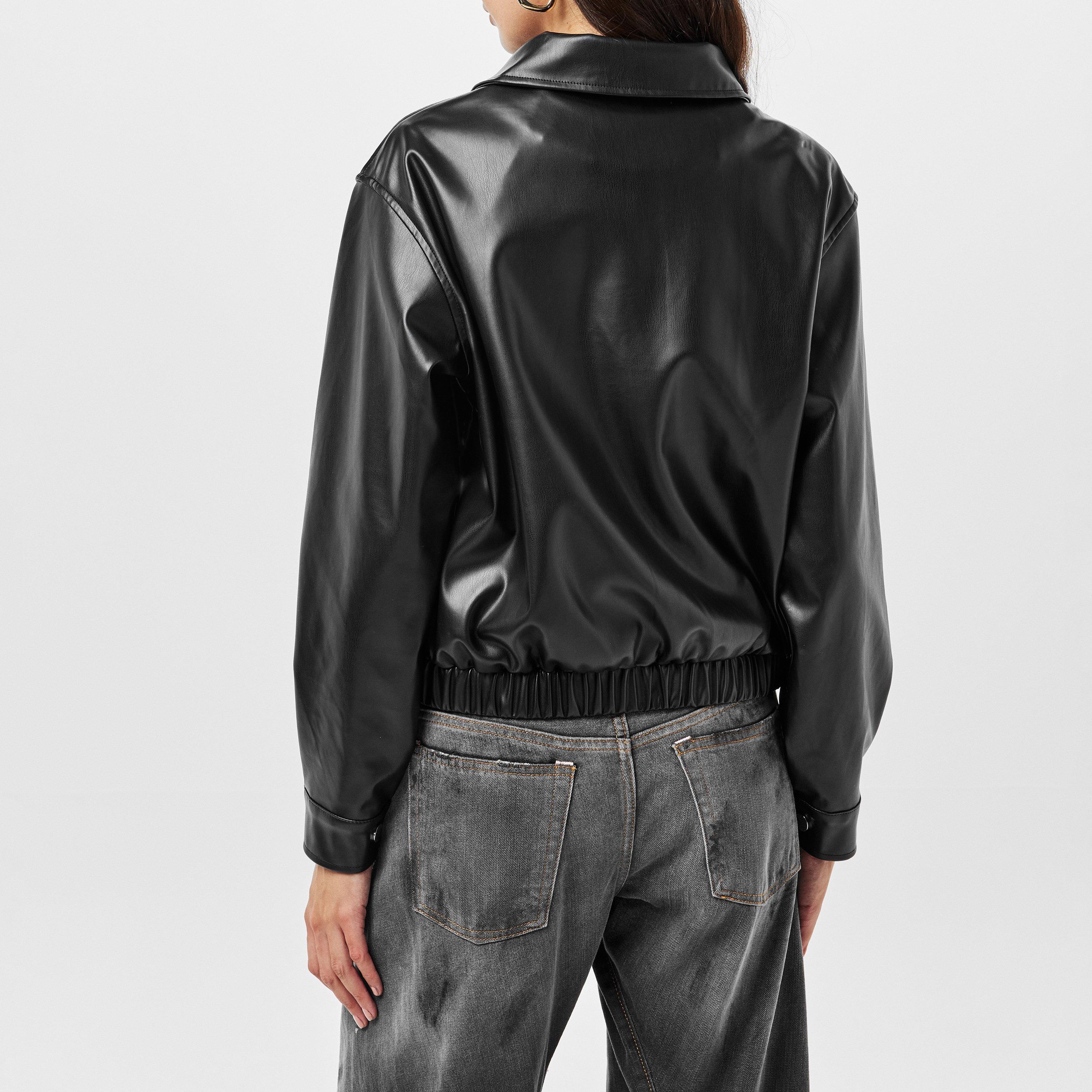 Sort - Missy Empire - Faux Leather Bomber Jacket Womens - 4