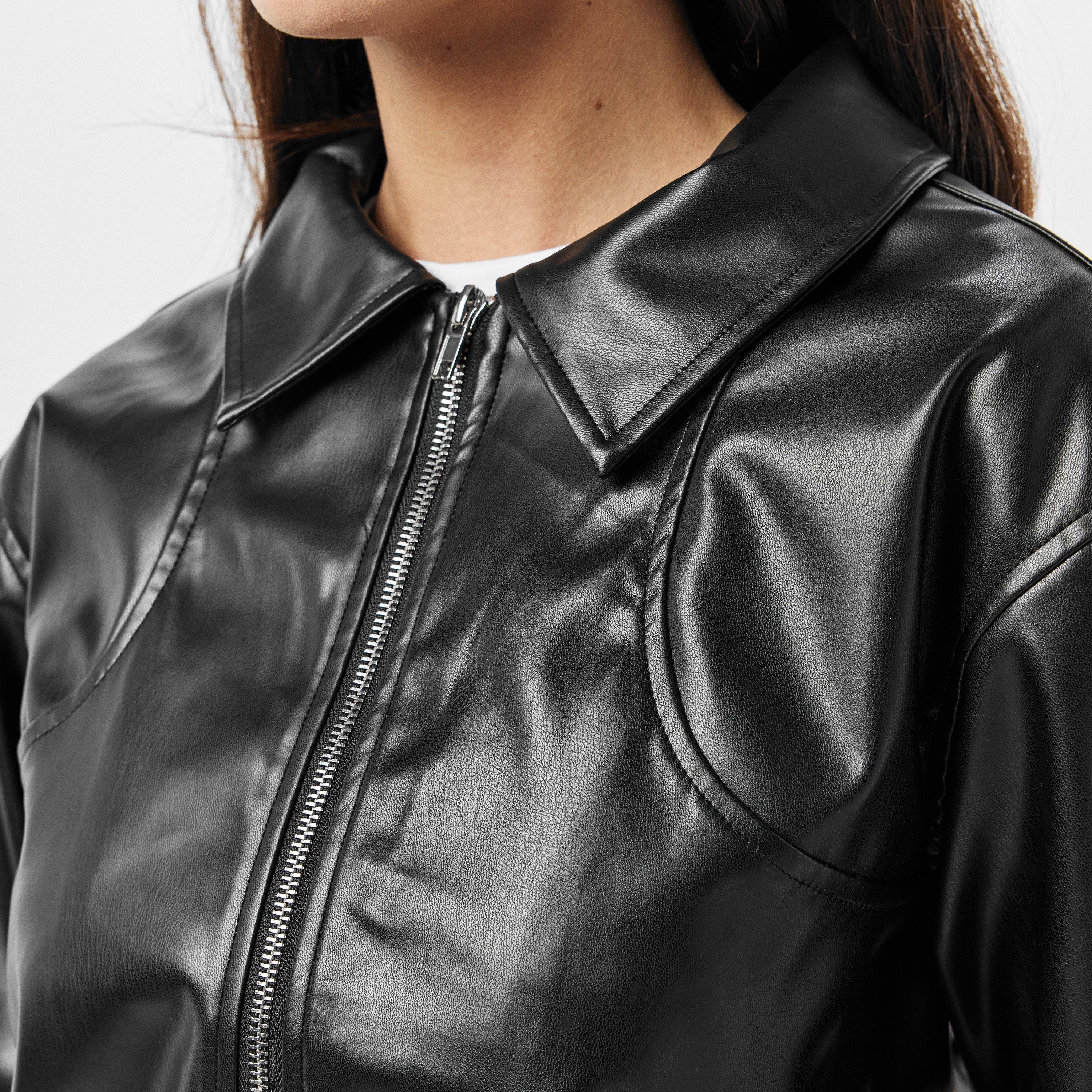 Black Leather Bomber Women's Bomber Jackets With Hood Ladies