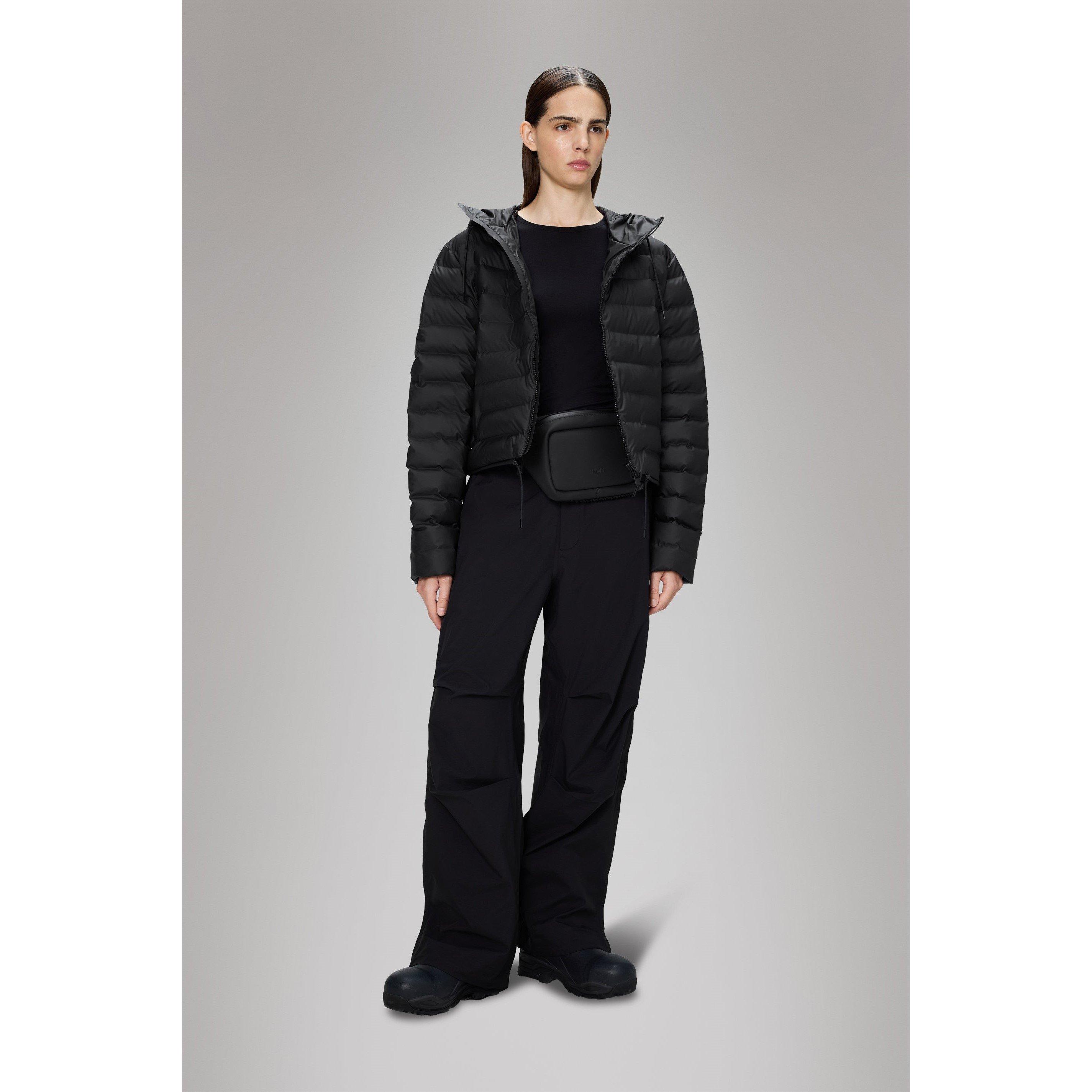 Rains Women's Lohja Lightweight Cropped Short Puffer Jacket - 01 Black - Small