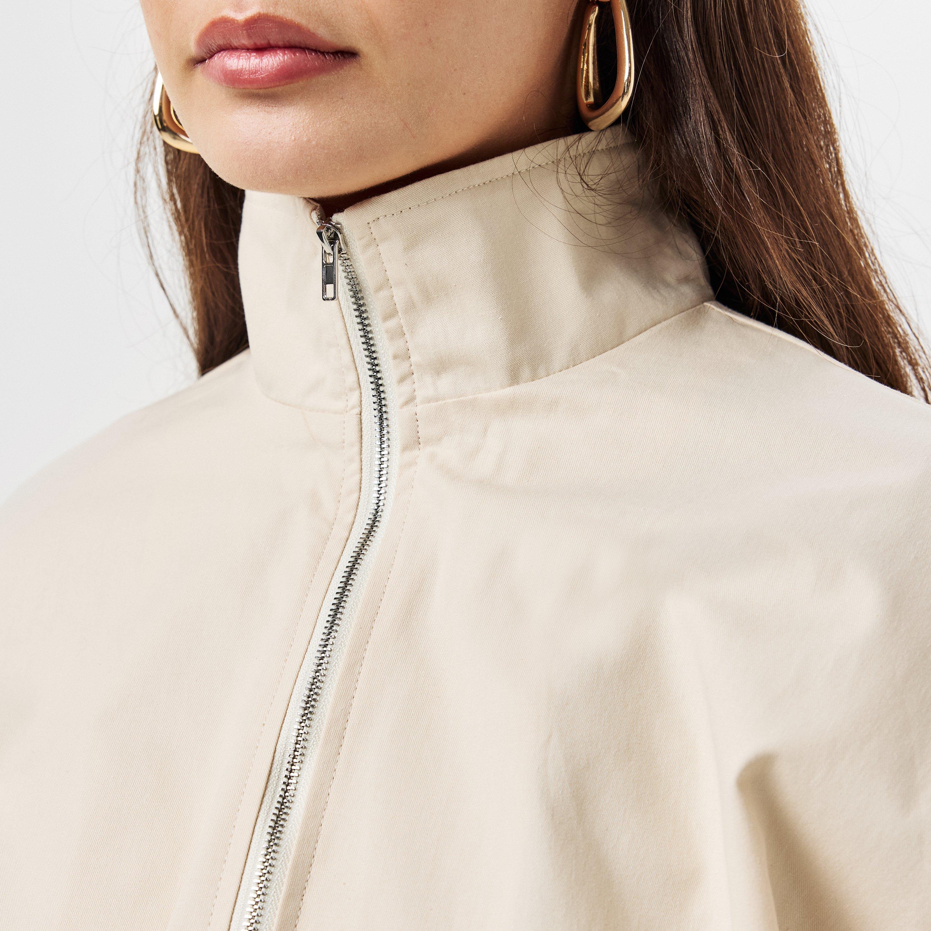 Cream - Missy Empire - Oversized Cotton Long Sleeve Bomber Jacket - 5