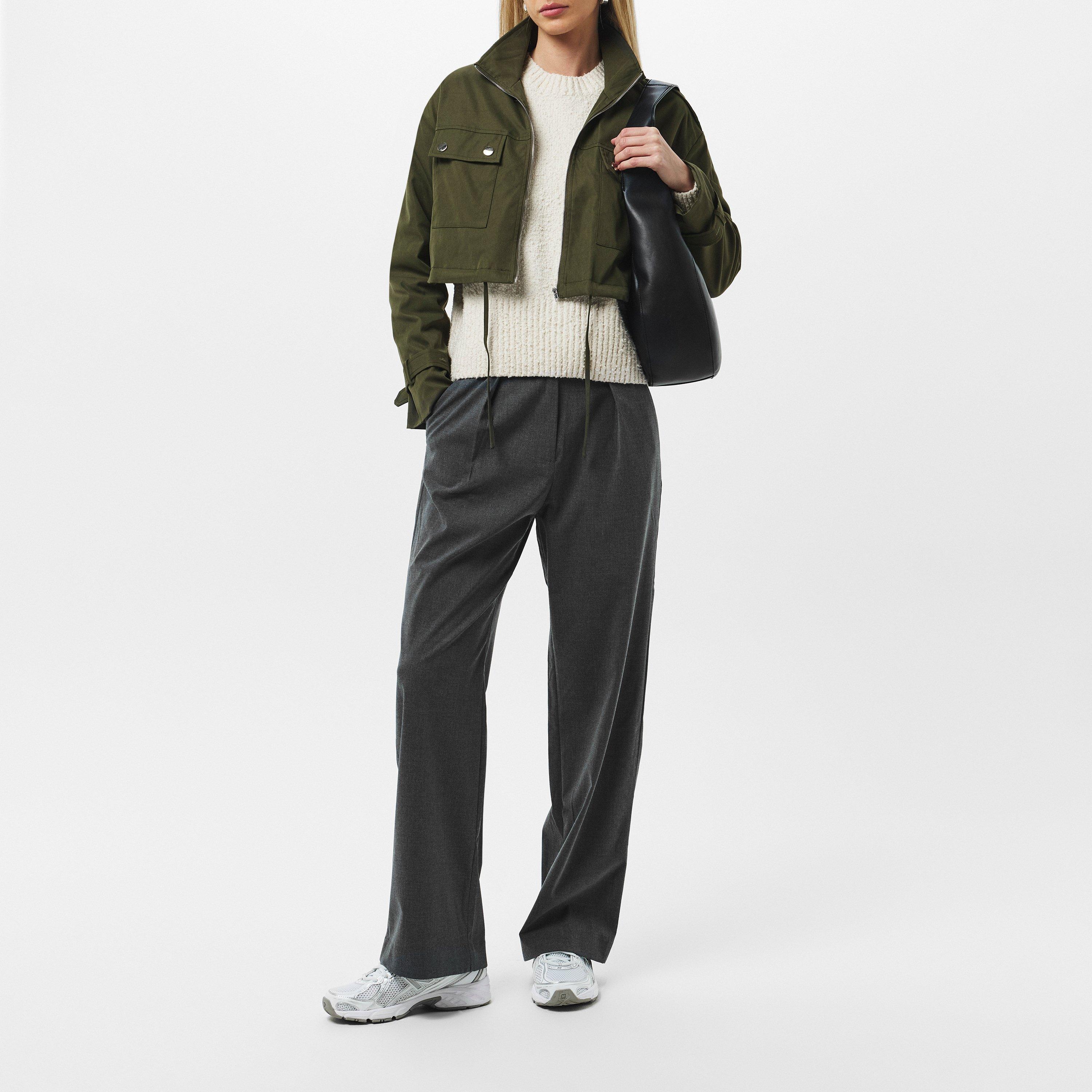 Khaki - Missy Empire - Oversized Cropped Long Sleeve Trench Coat - 5