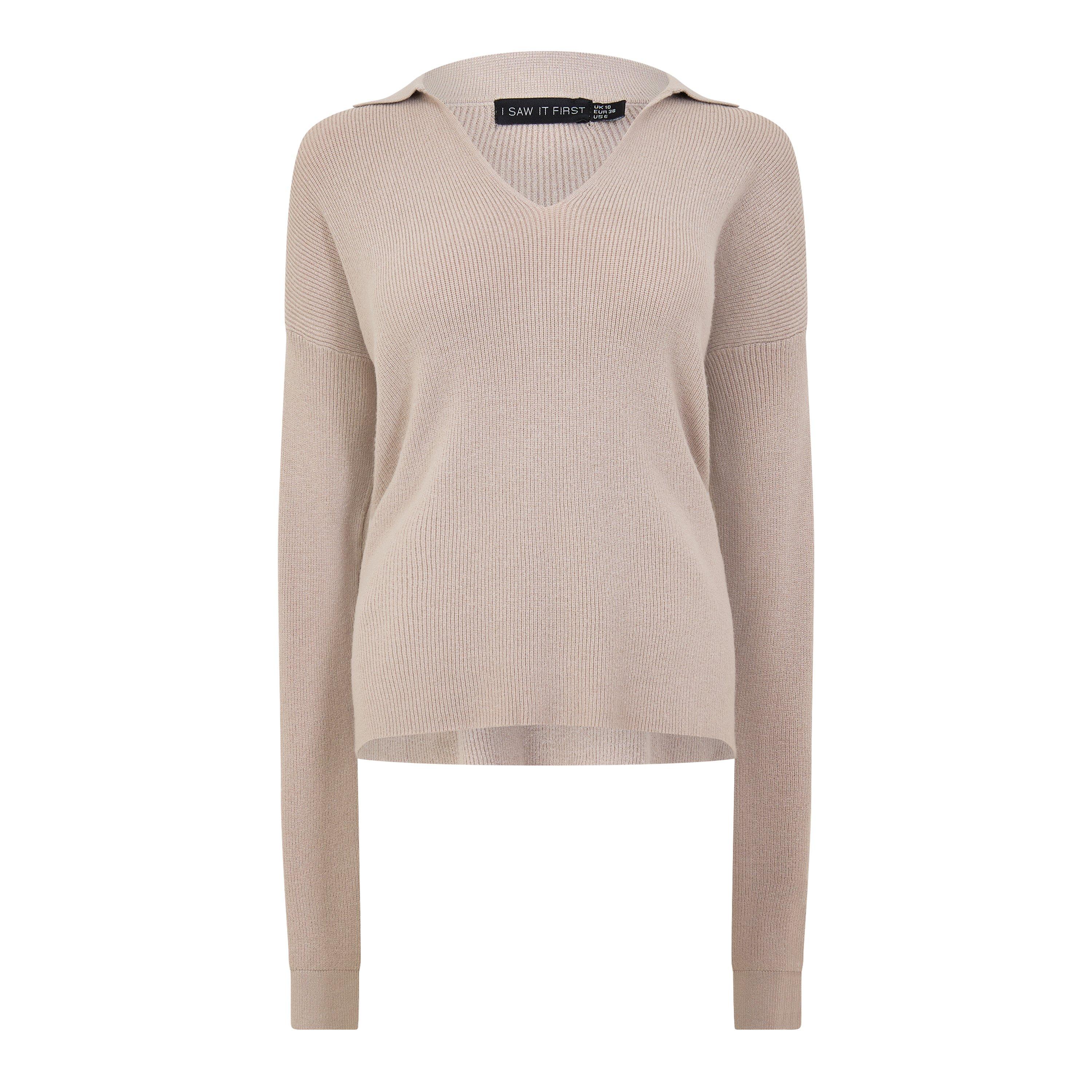I Saw It First Women's Long-Sleeve Fine-Knit Polo Shirt