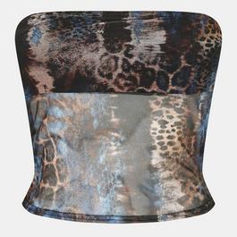 Missy Empire Mesh Bandeau Printed Crop Top Womens