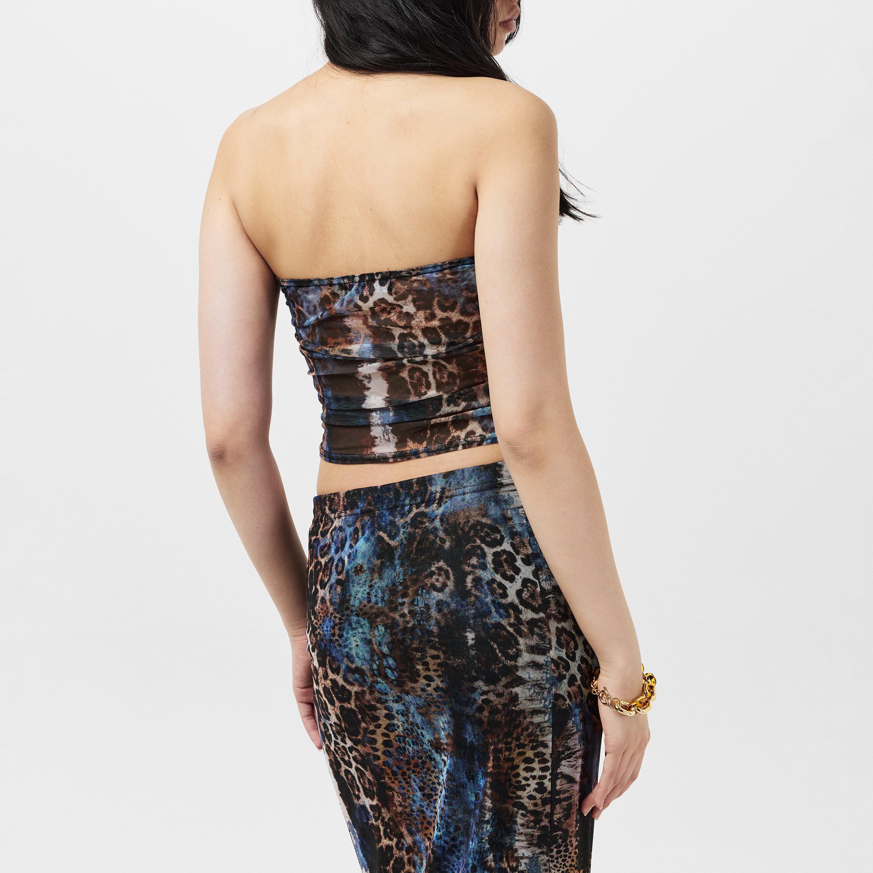 Blue - Missy Empire - Mesh Bandeau Printed Crop Top Womens - 4