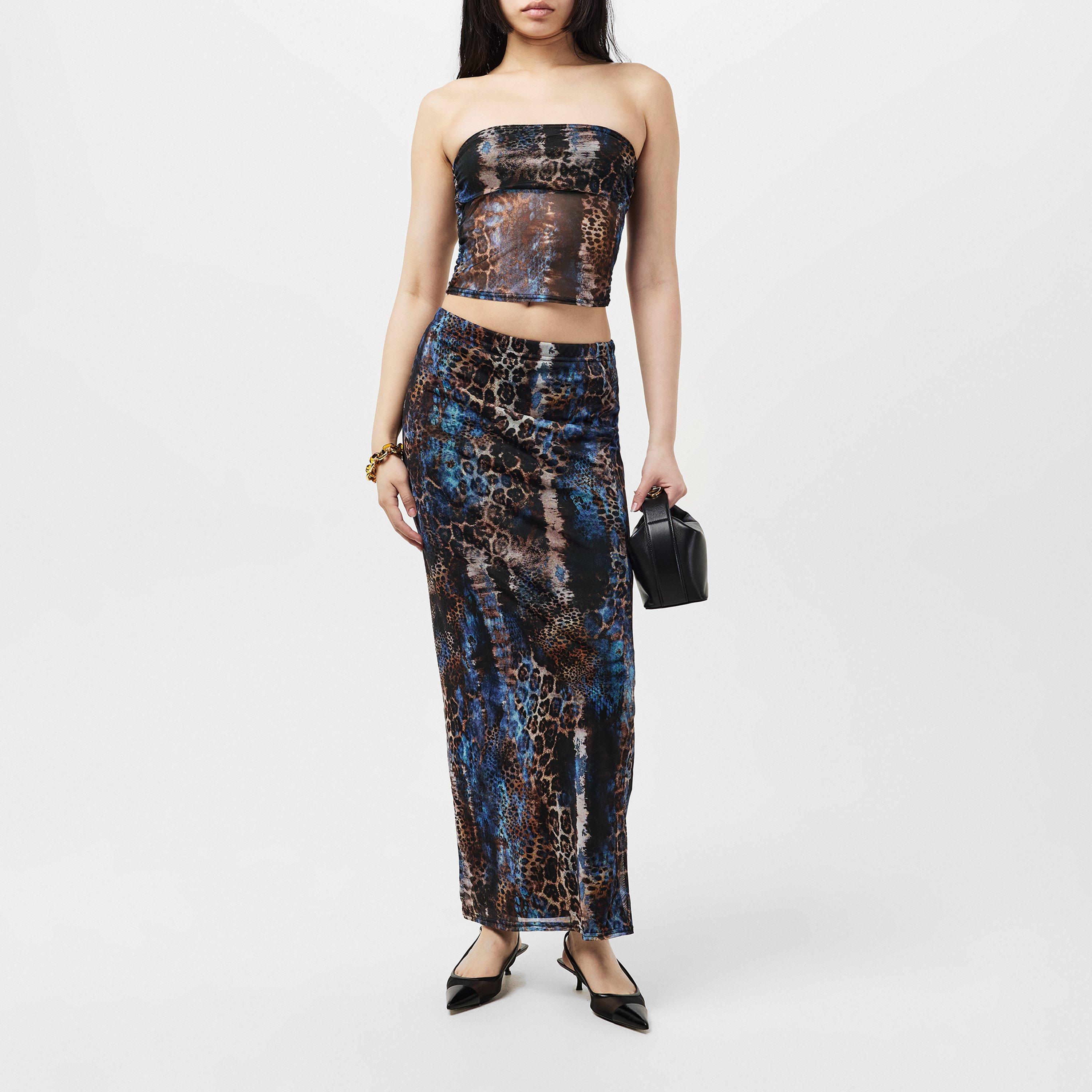 Blue - Missy Empire - Mesh Bandeau Printed Crop Top Womens - 6