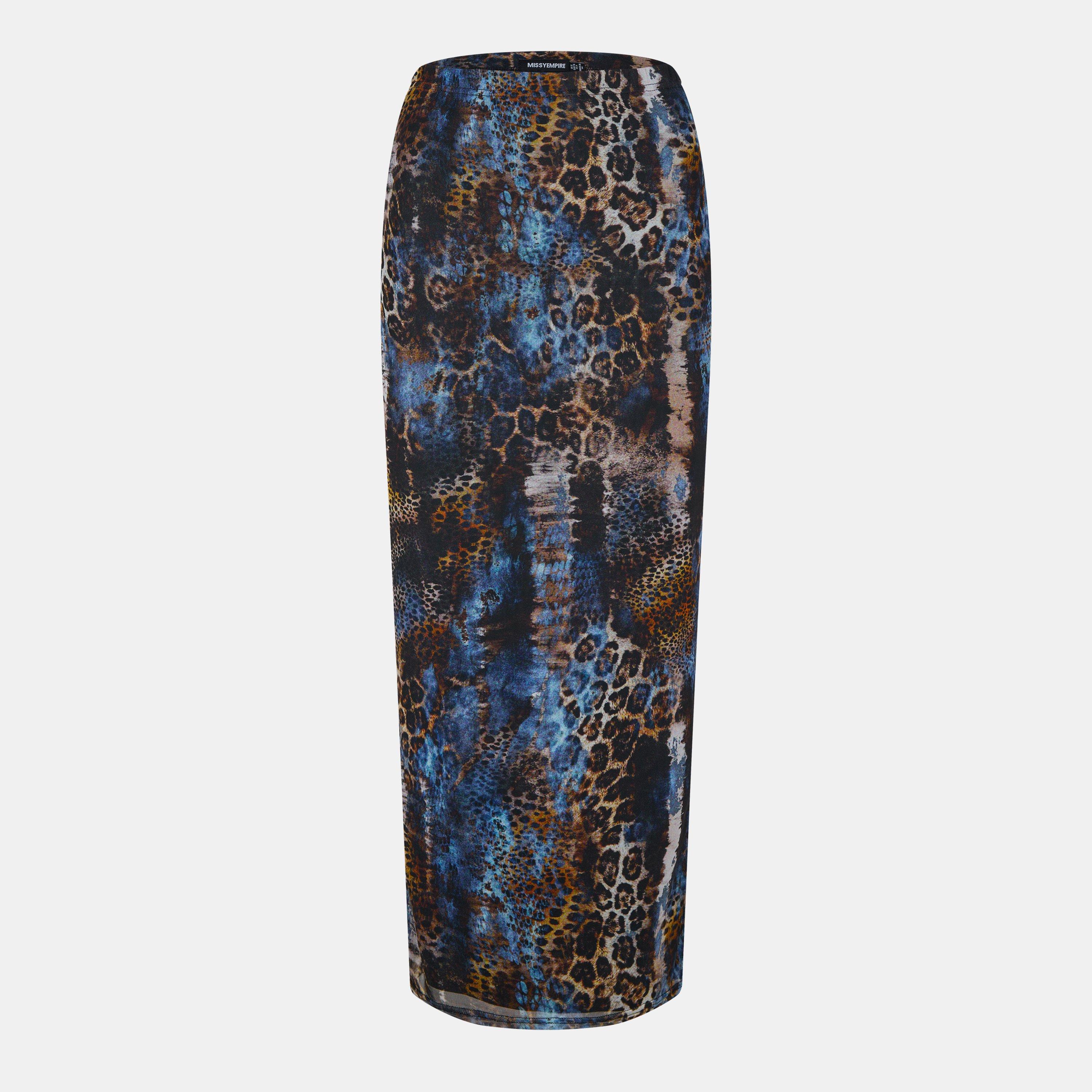 Blue - Missy Empire - Mesh Printed Maxi Skirt Womens - 1