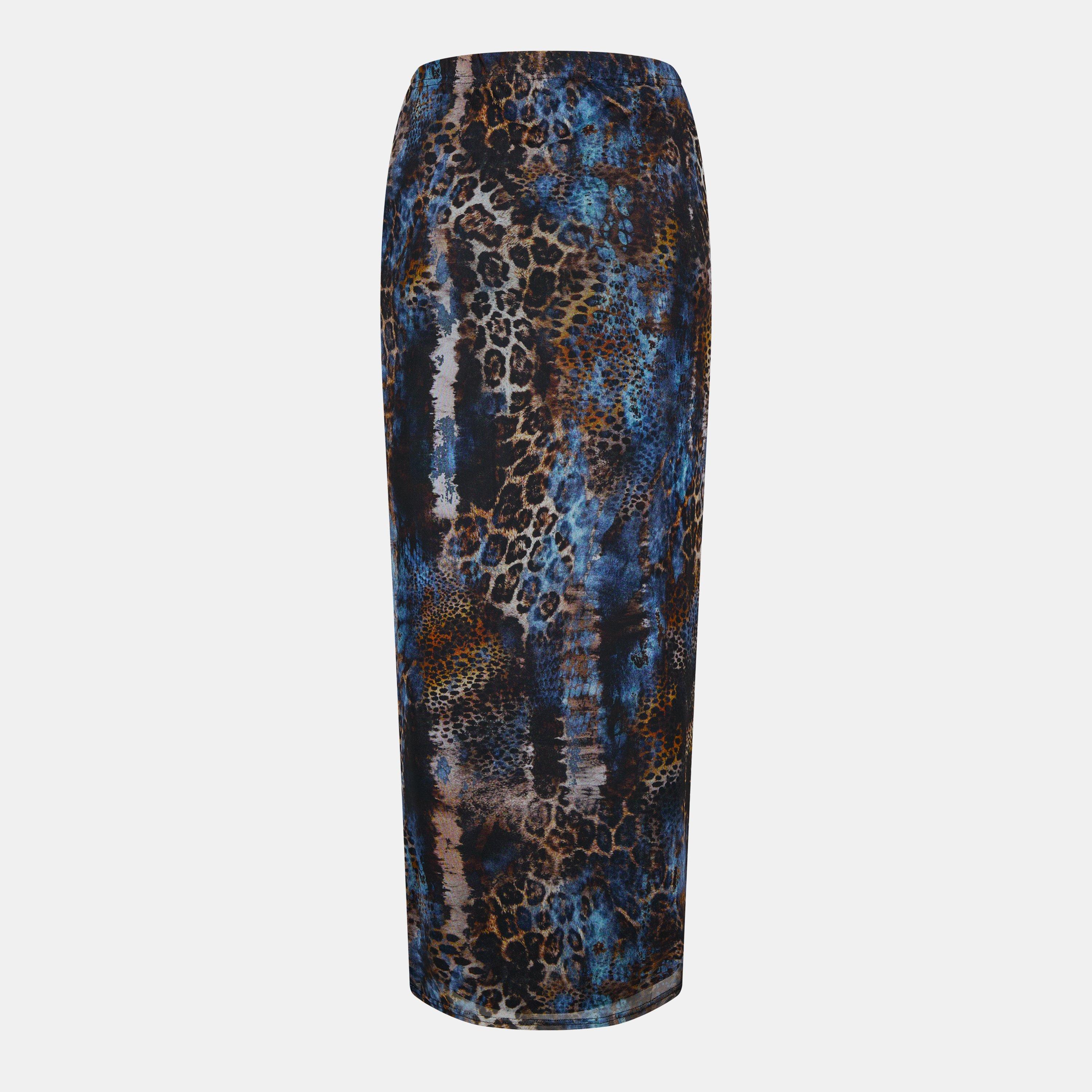 Blue - Missy Empire - Mesh Printed Maxi Skirt Womens - 2