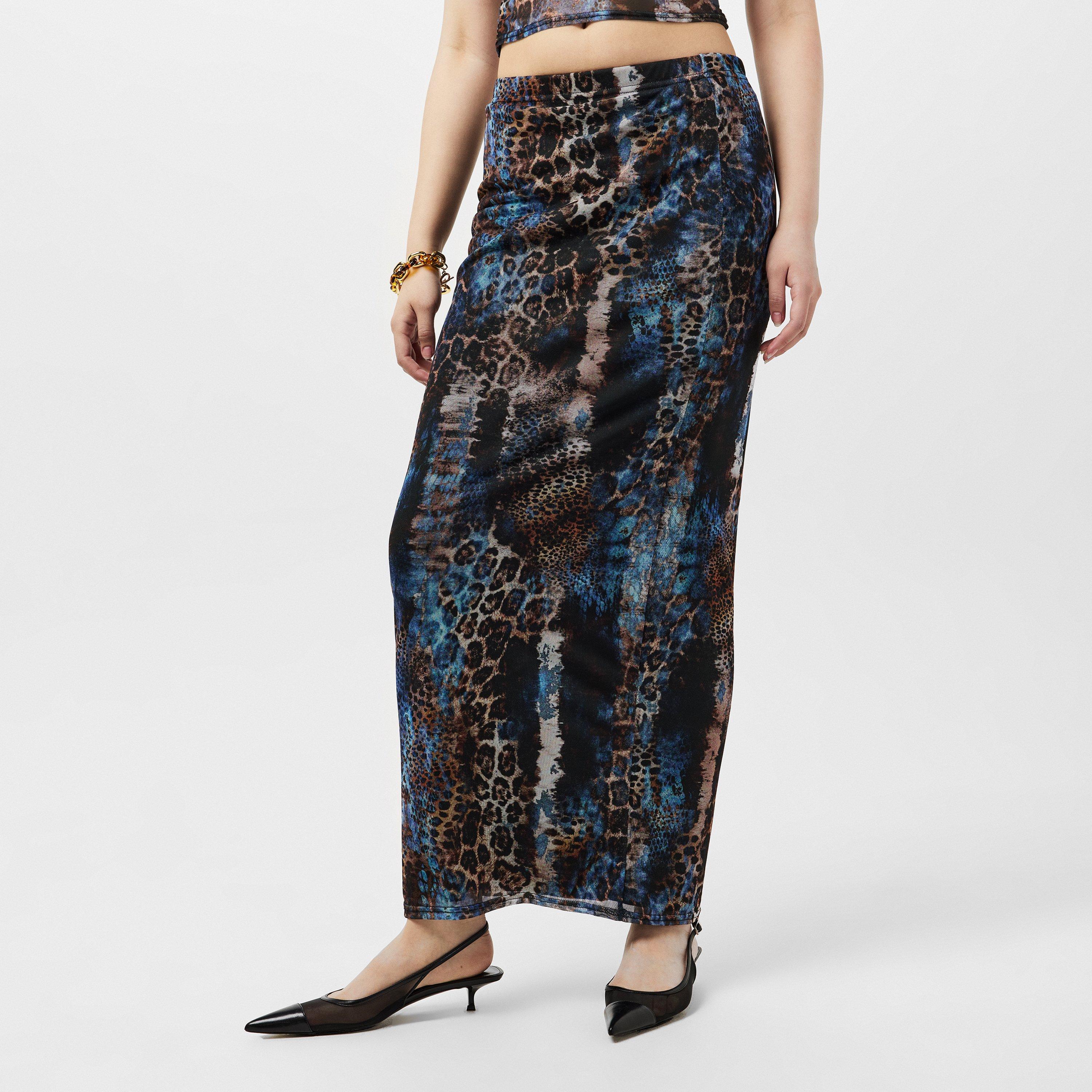 Blue - Missy Empire - Mesh Printed Maxi Skirt Womens - 3