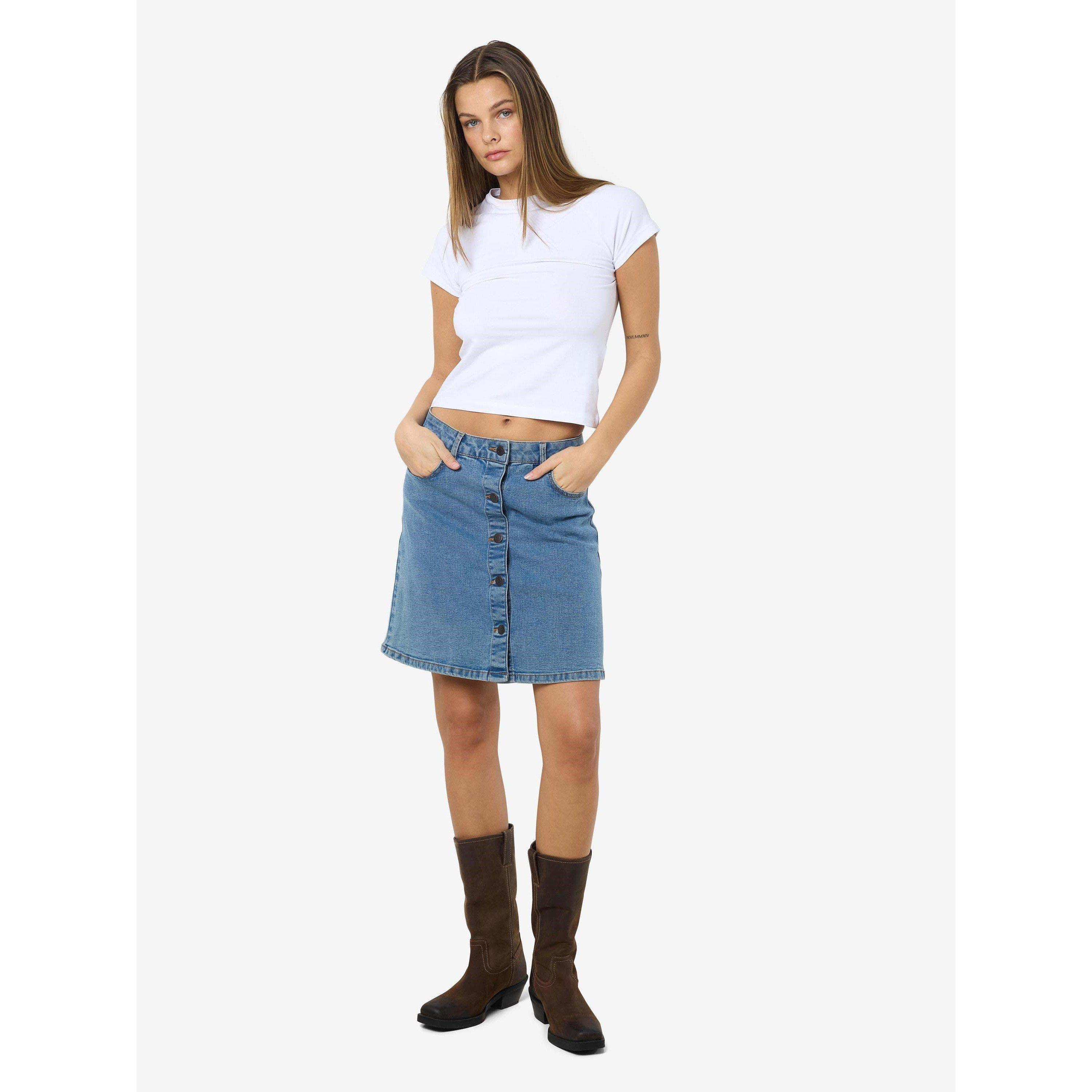 Lt Blue Denim - Noisy May - A-Line Denim Skirt - 6