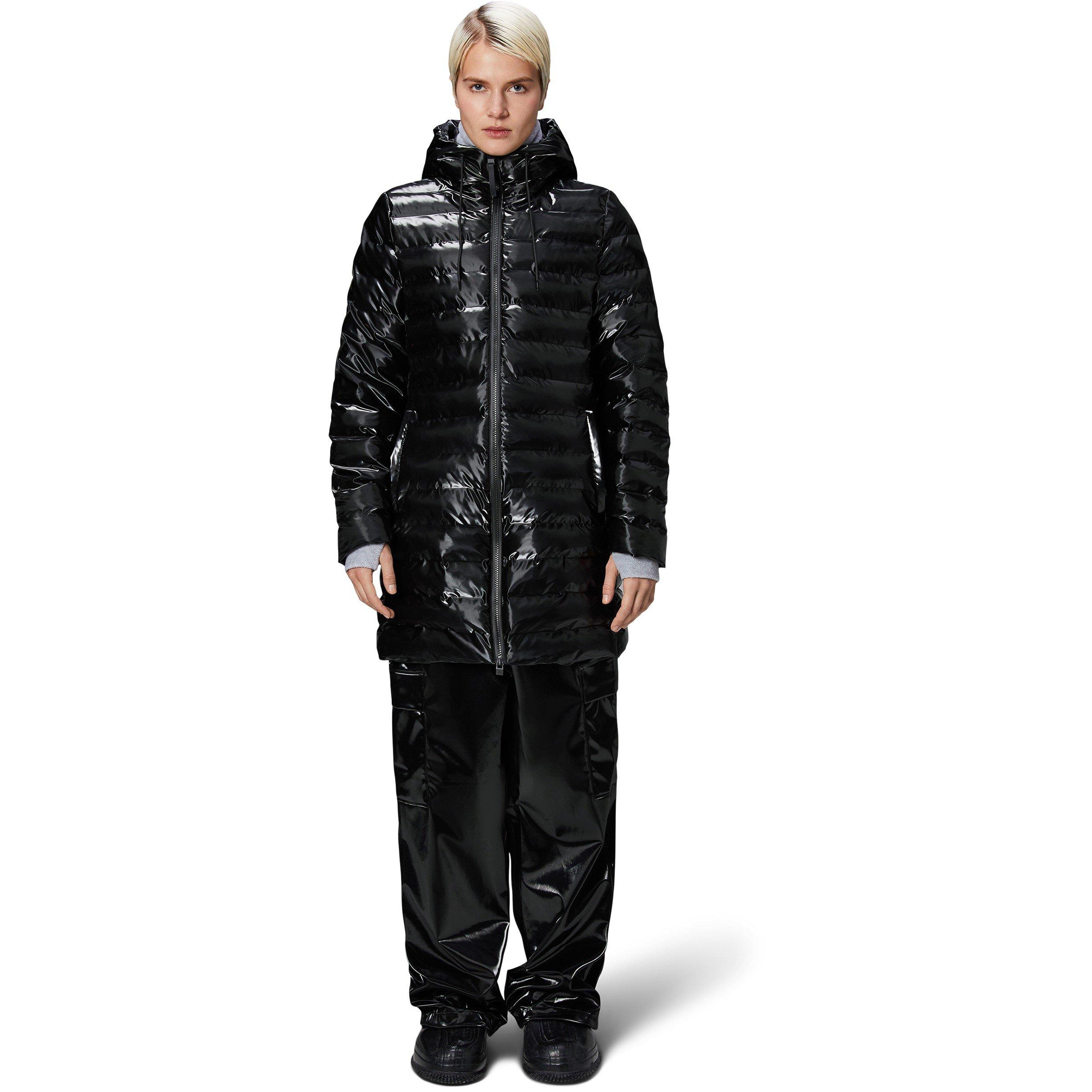 Night SMU - Rains - Women's Lohja Curve Hooded Funnel Neck Long Sleeve Long Puffer Jacket - 1