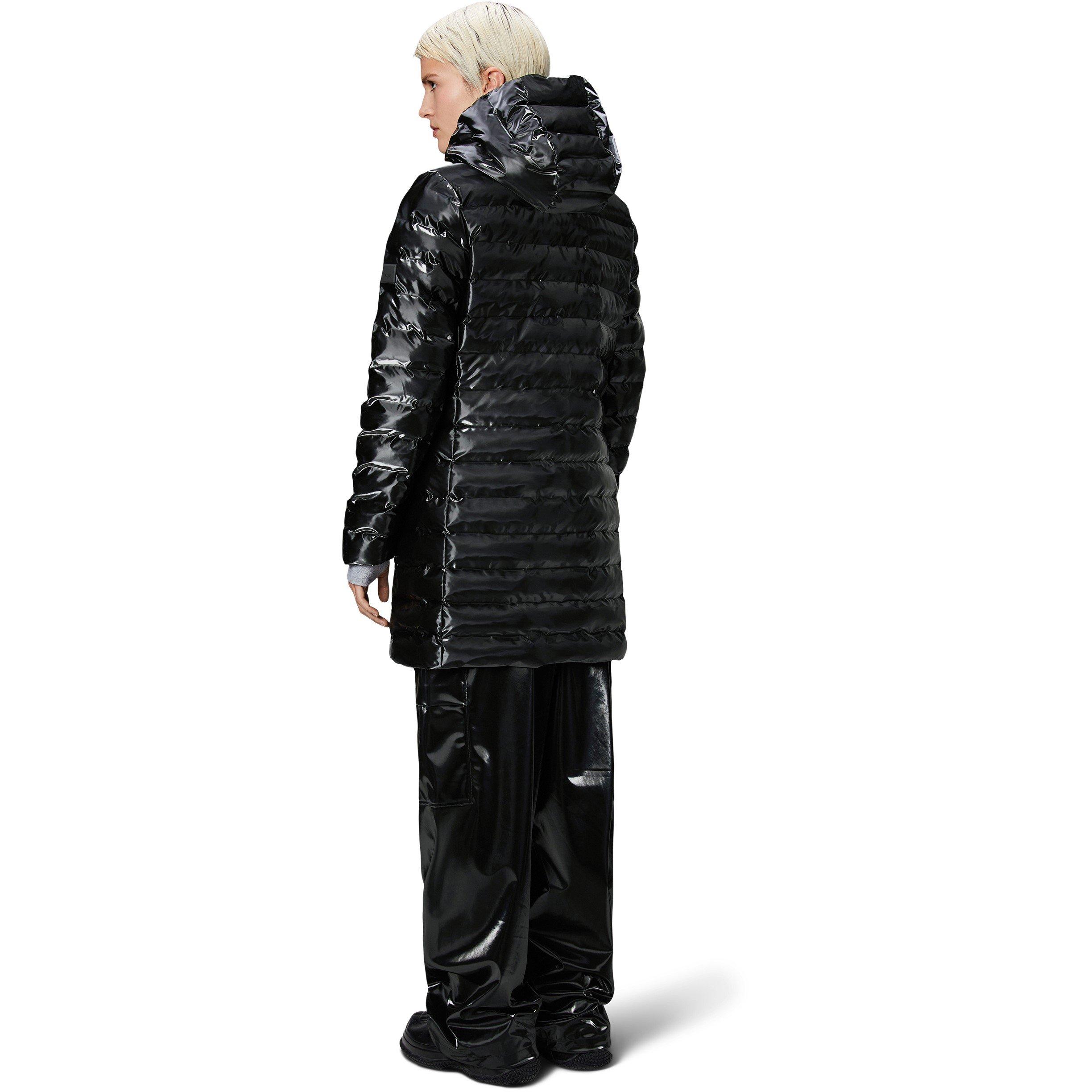 Night SMU - Rains - Women's Lohja Curve Hooded Funnel Neck Long Sleeve Long Puffer Jacket - 3