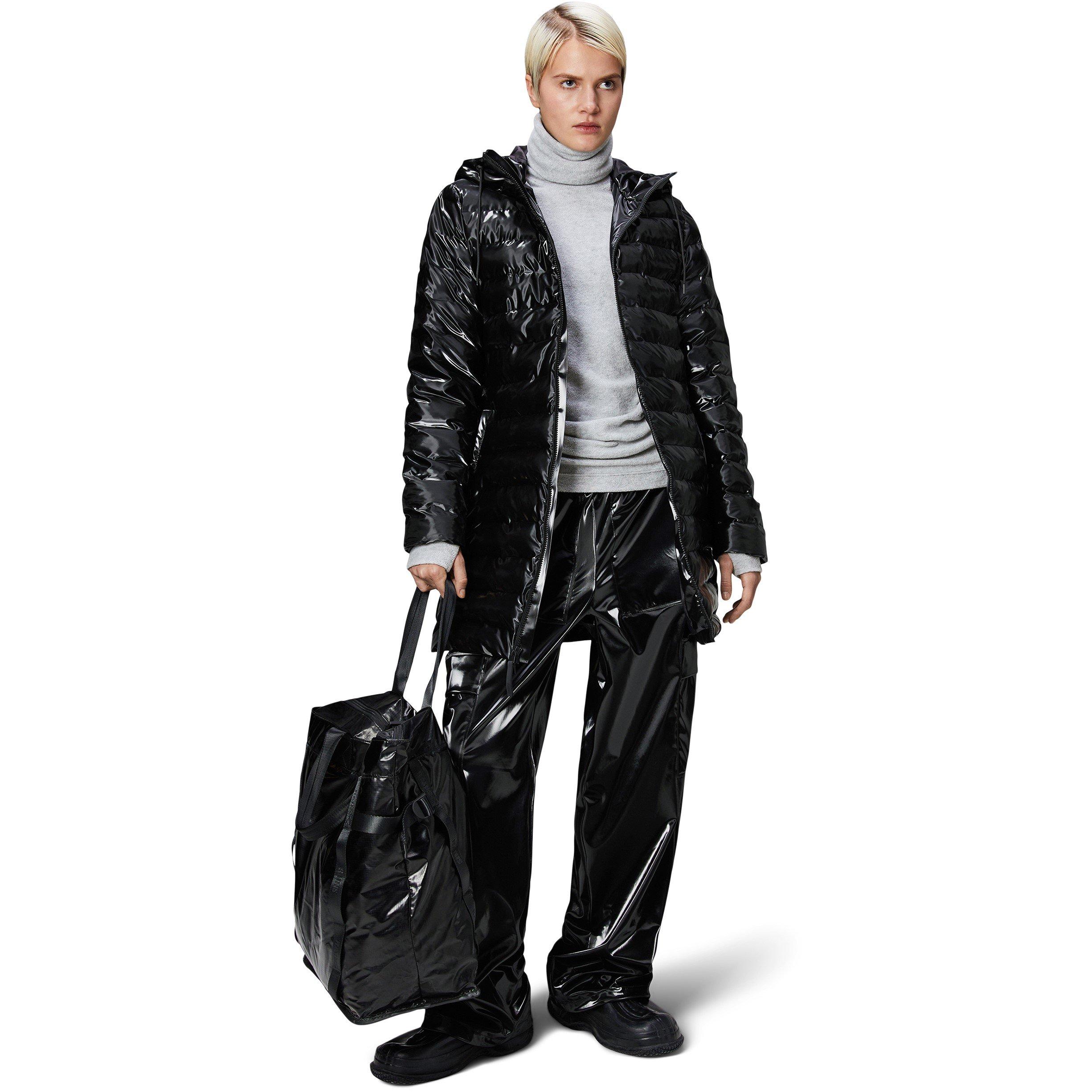 Night SMU - Rains - Women's Lohja Curve Hooded Funnel Neck Long Sleeve Long Puffer Jacket - 4