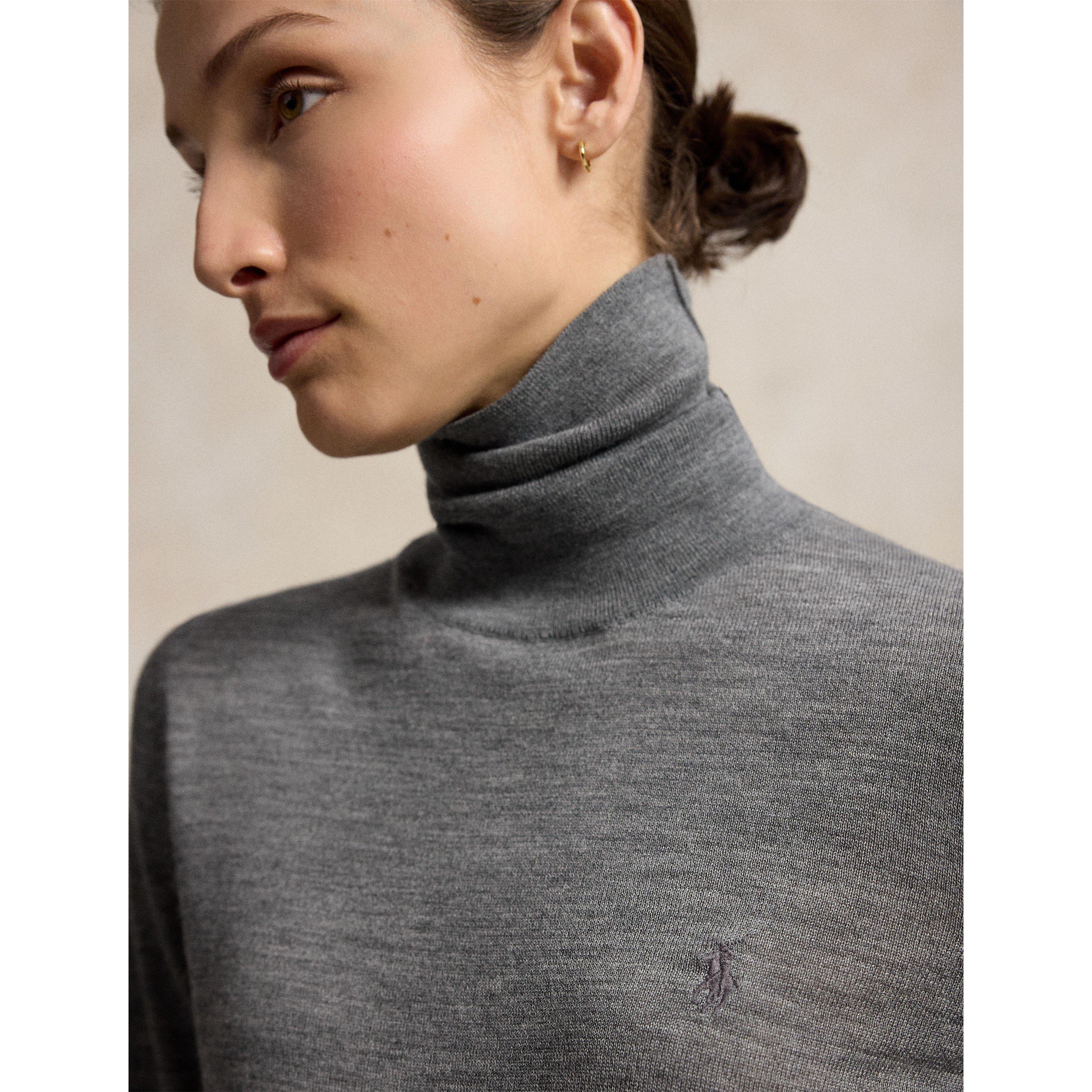 FLANNEL GRY - Polo Ralph Lauren - Women's Roll Neck Sweater Turtle Jumper - 3