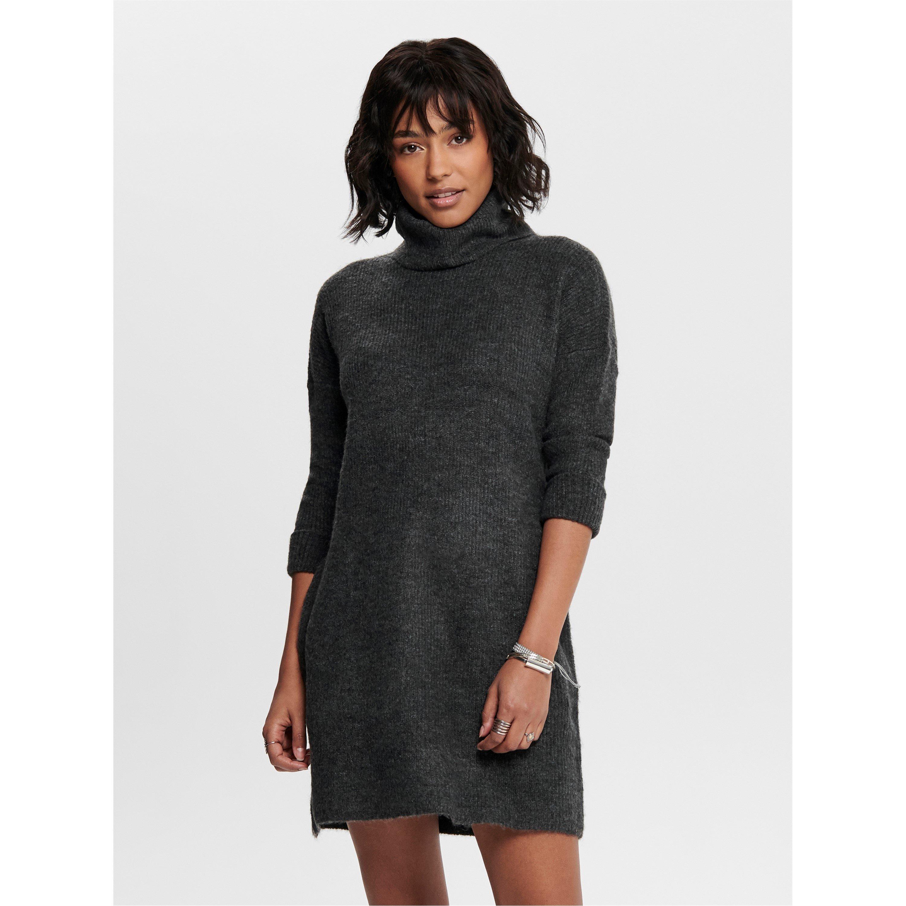 Only Women's Cowl Neck Jumper Dress - Dk Grey Melange - XL