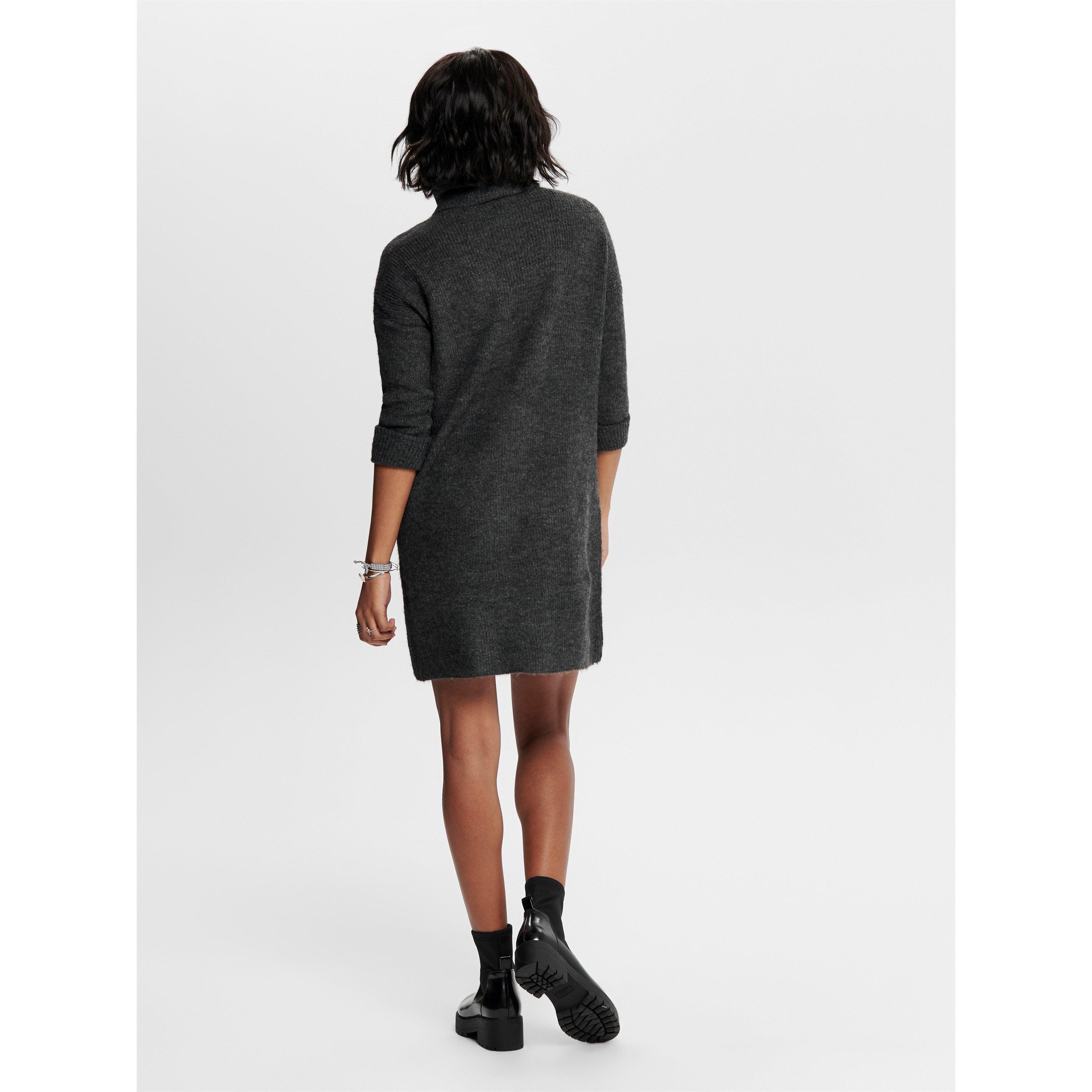 Dk Grey Melange - Only - Women's Cowl Neck Jumper Dress - 3