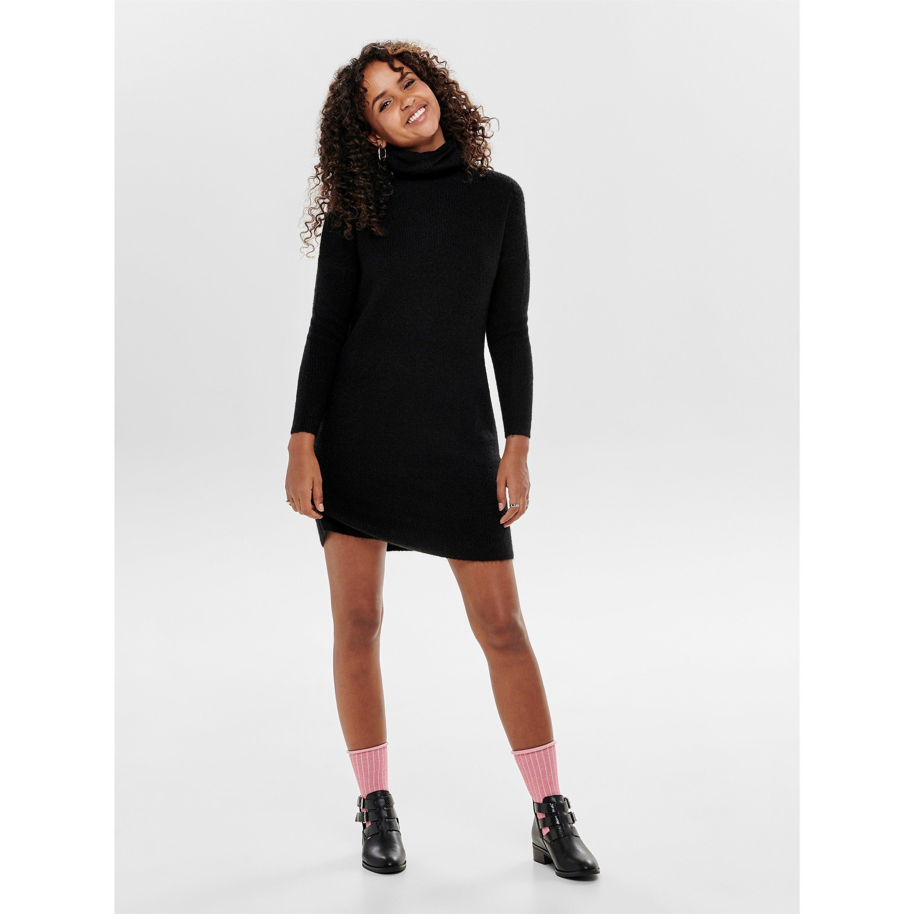 Black - Only - Cowl Neck Jumper Dress - 2
