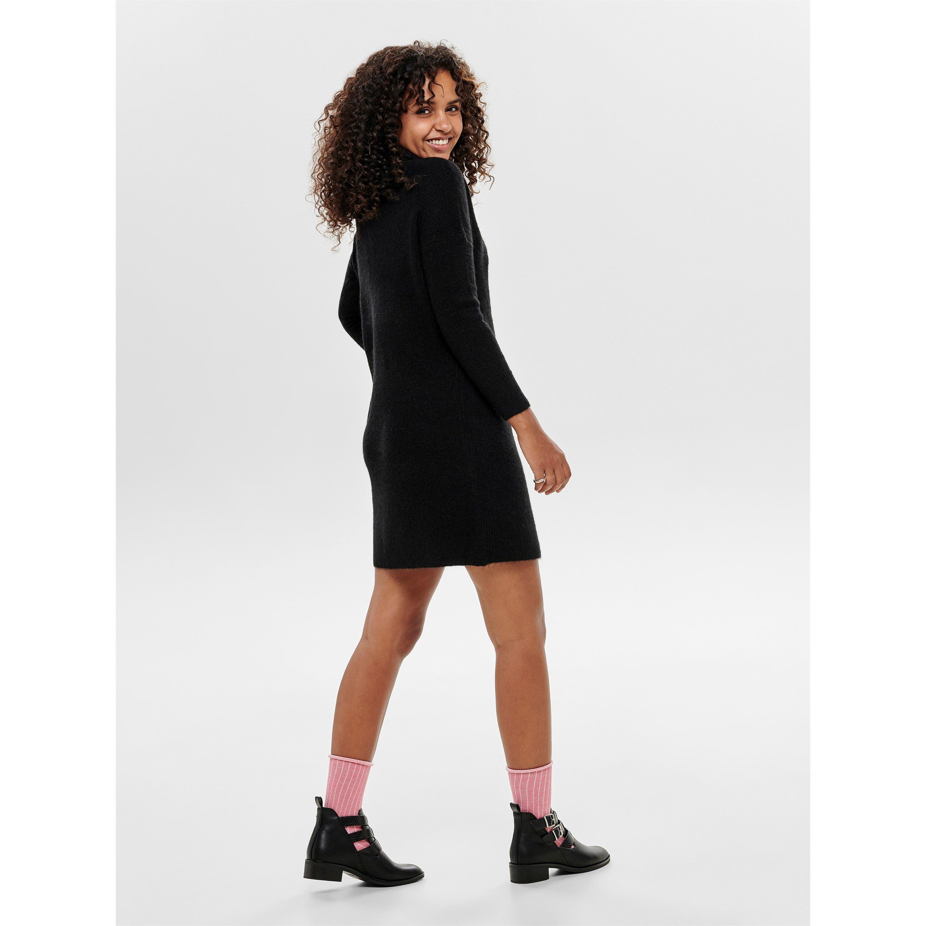 Black - Only - Cowl Neck Jumper Dress - 3