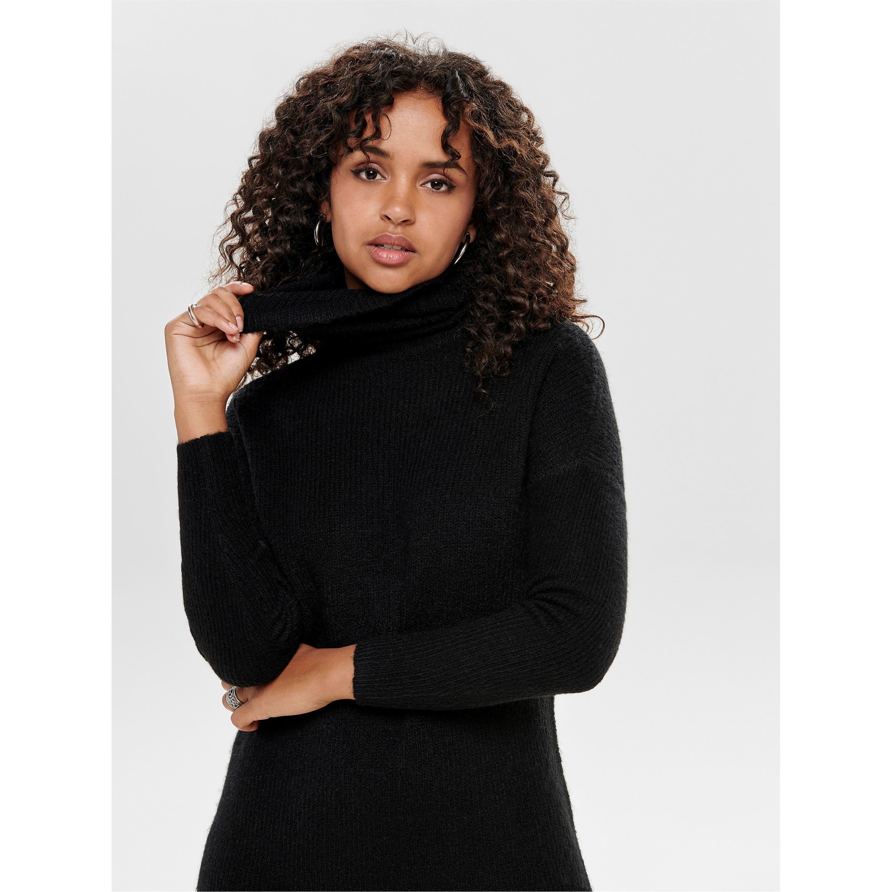 Black - Only - Cowl Neck Jumper Dress - 4