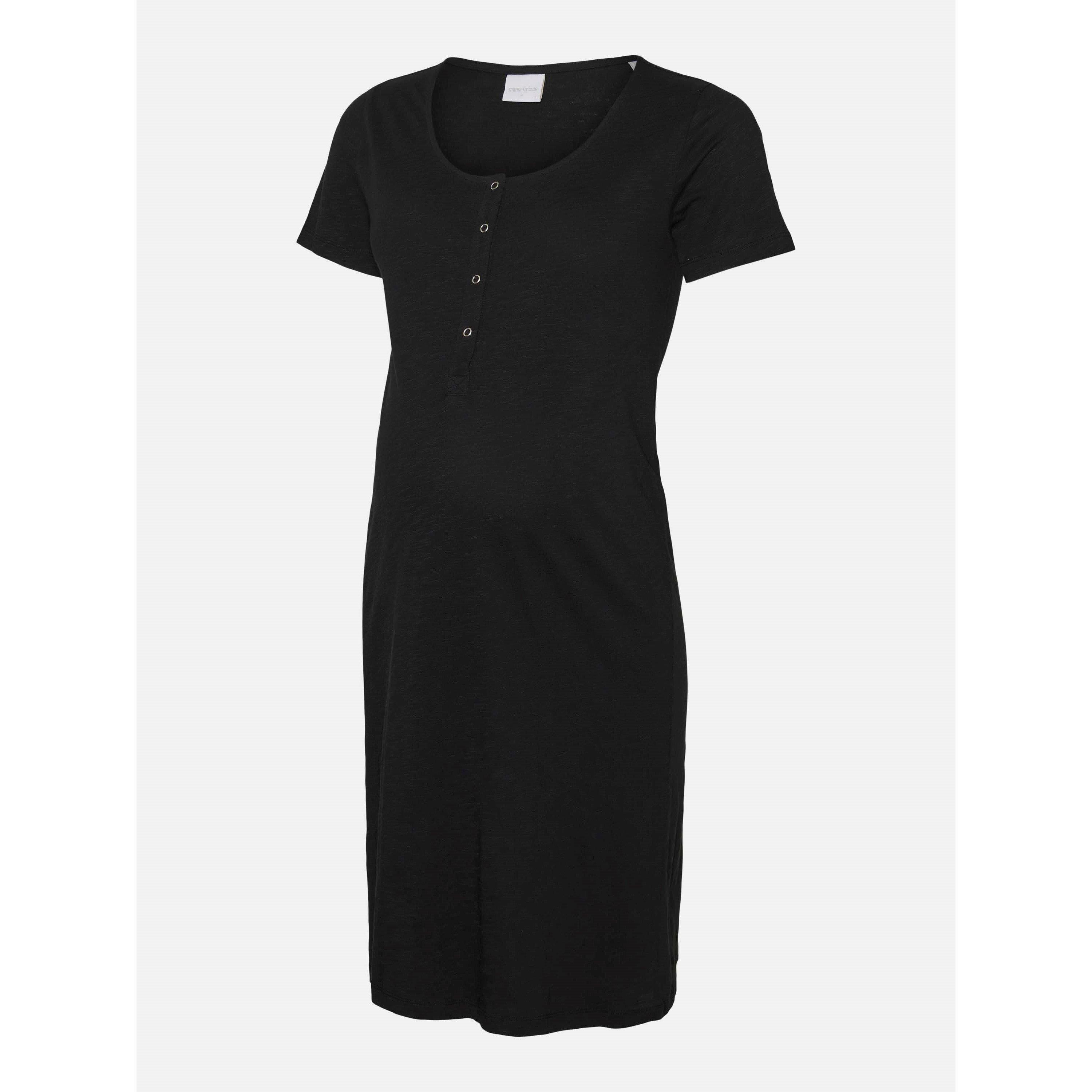 Mamalicious Women's Maternity Jersey Nightgown - Black - 14 (L)