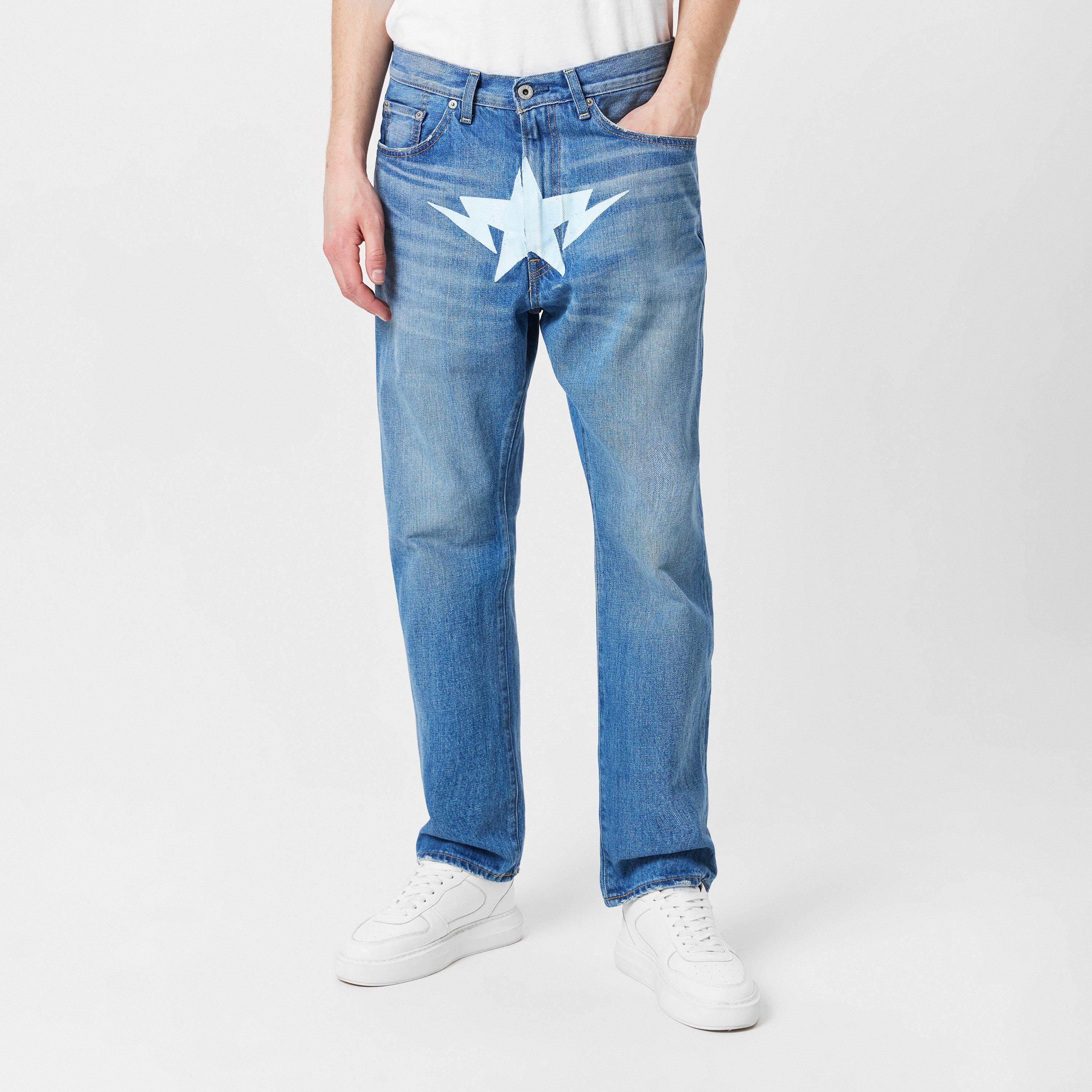 Light Indigo - A Bathing Ape - Men's Bape Wide Leg Jeans - 3