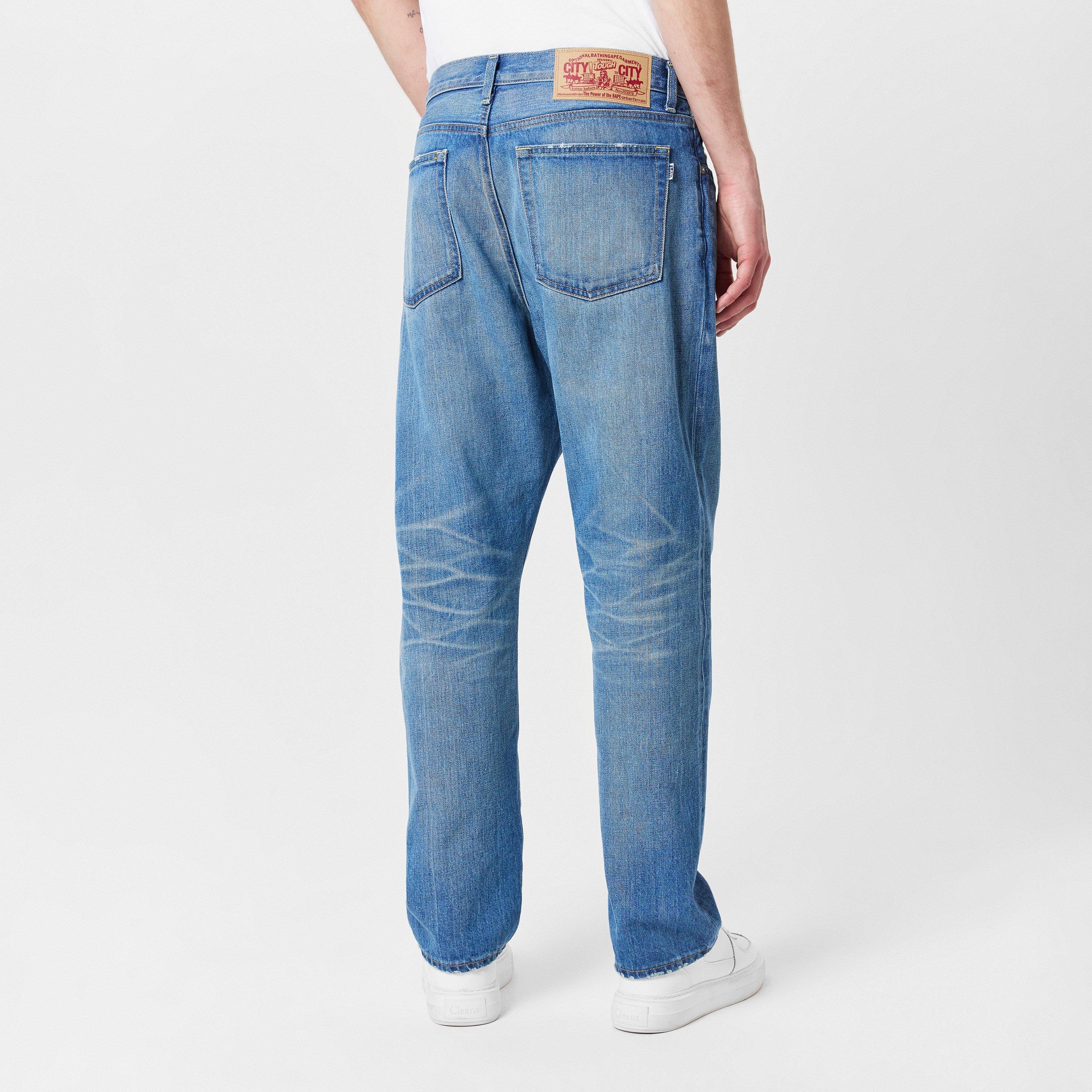 Light Indigo - A Bathing Ape - Men's Bape Wide Leg Jeans - 4