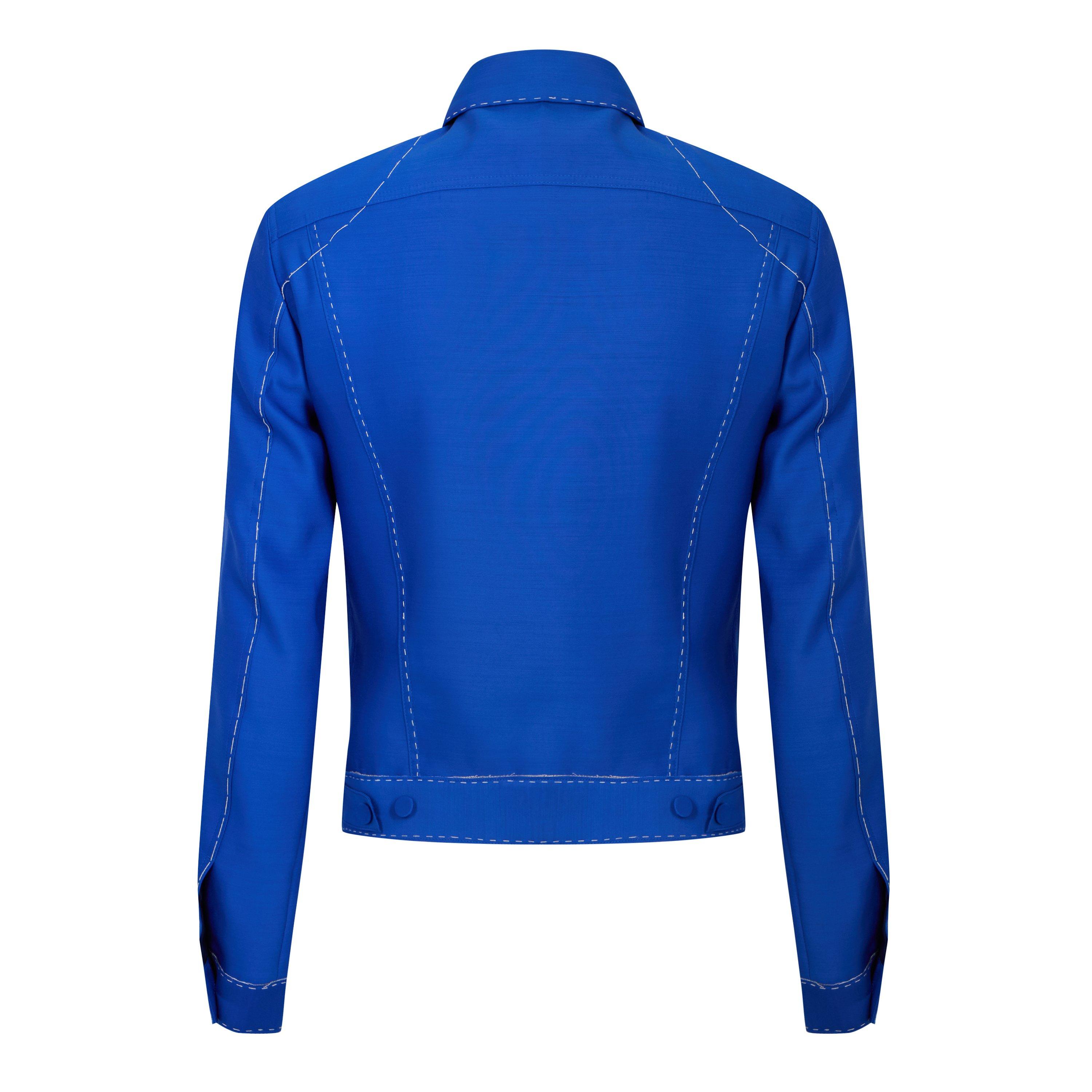 Blue/Black - Off White - Men's Alien Face Tailored Jacket, Graphic Design - 2