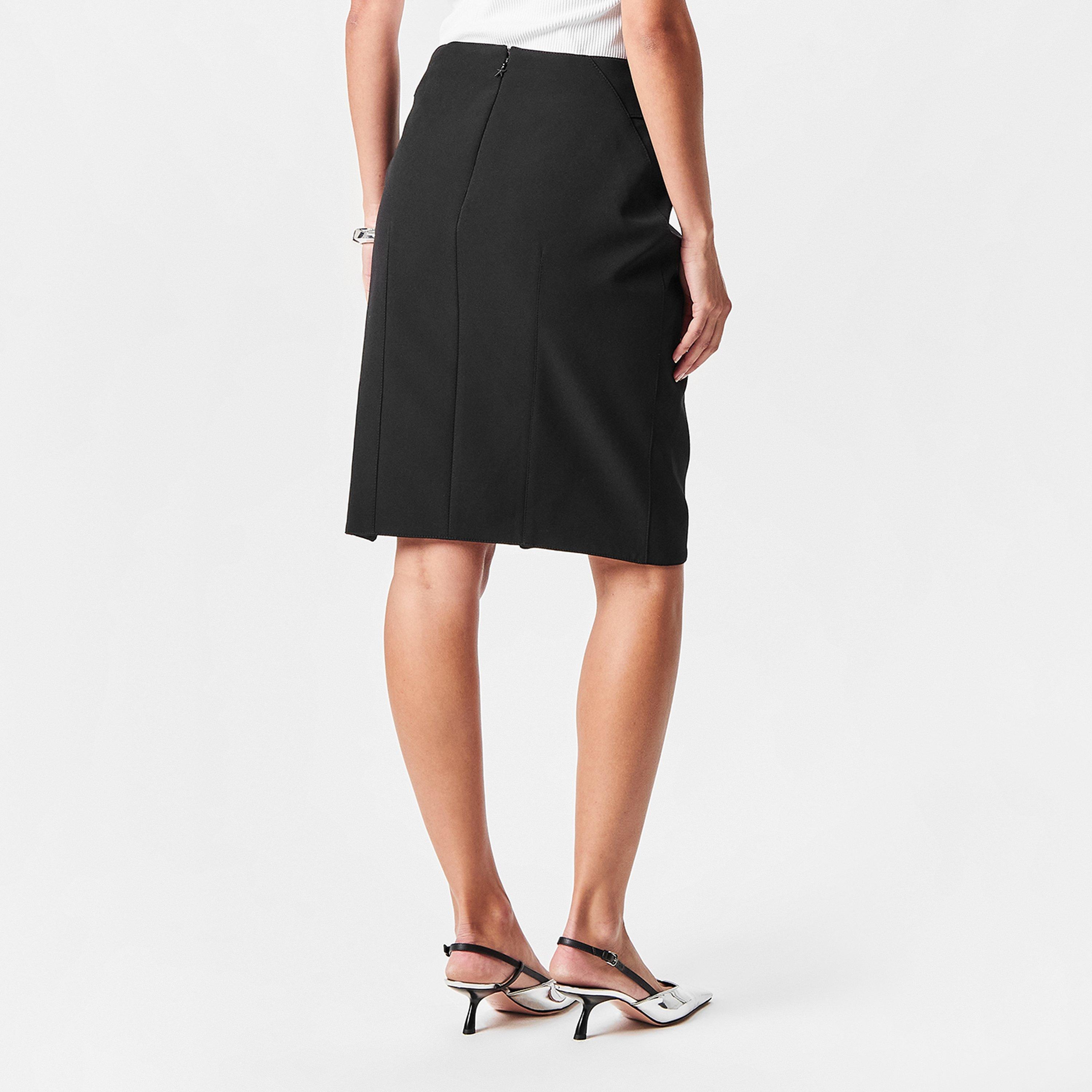 Black - Mugler - Women's Slit Midi Skirt - 4
