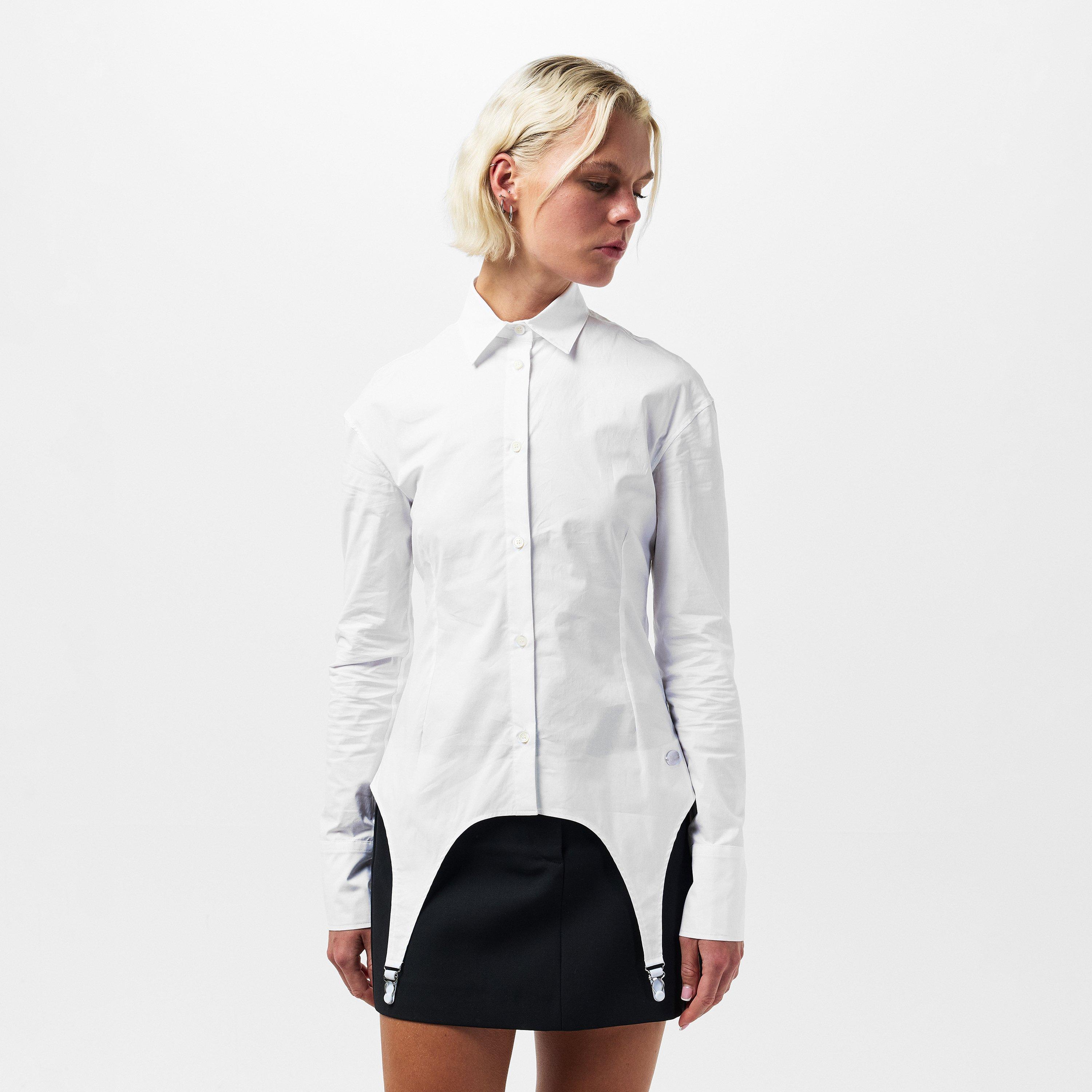 White - Jean Paul Gaultier - Women's JPG Porte Long-Sleeve Dress Shirt - 3