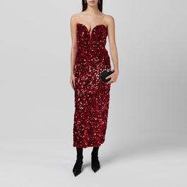 Self Portrait 3d Sequin Midi Dress