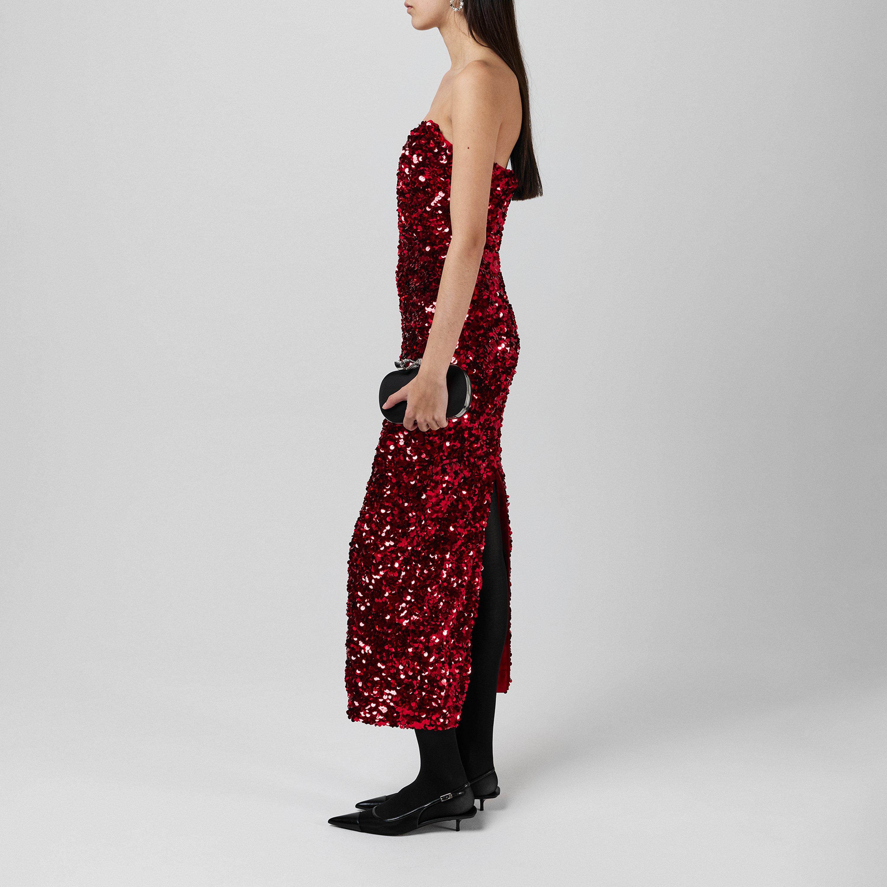 Red - Self Portrait - 3d Sequin Midi Dress - 2