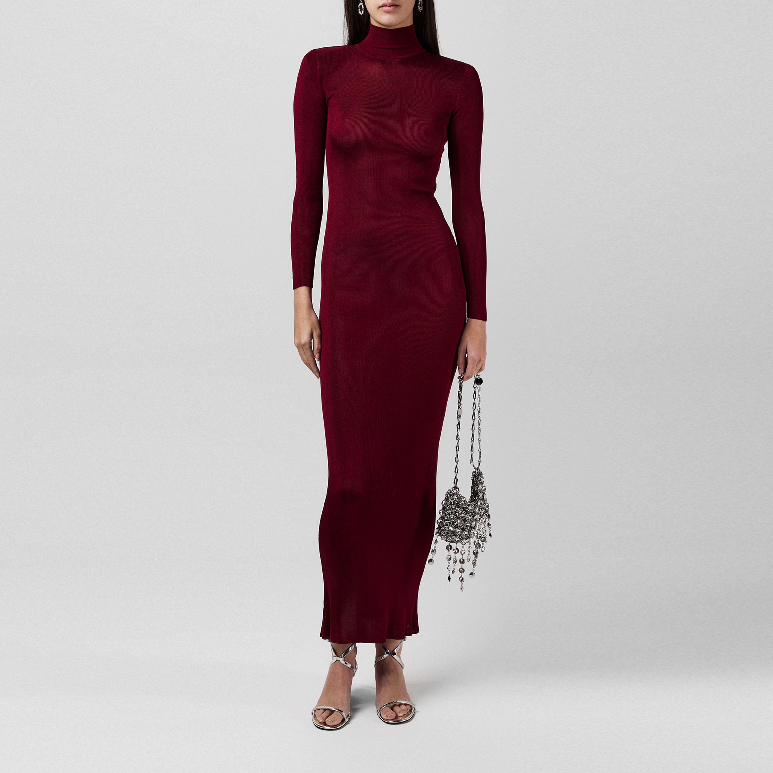 Burgundy - Self Portrait - Knit Maxi Dress - 1