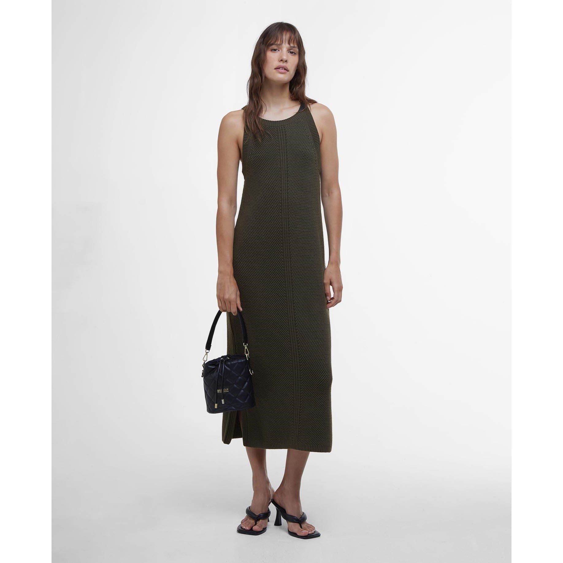 Barbour International Dakota Knitted Midi Dress - Envy - Size 14 (L)