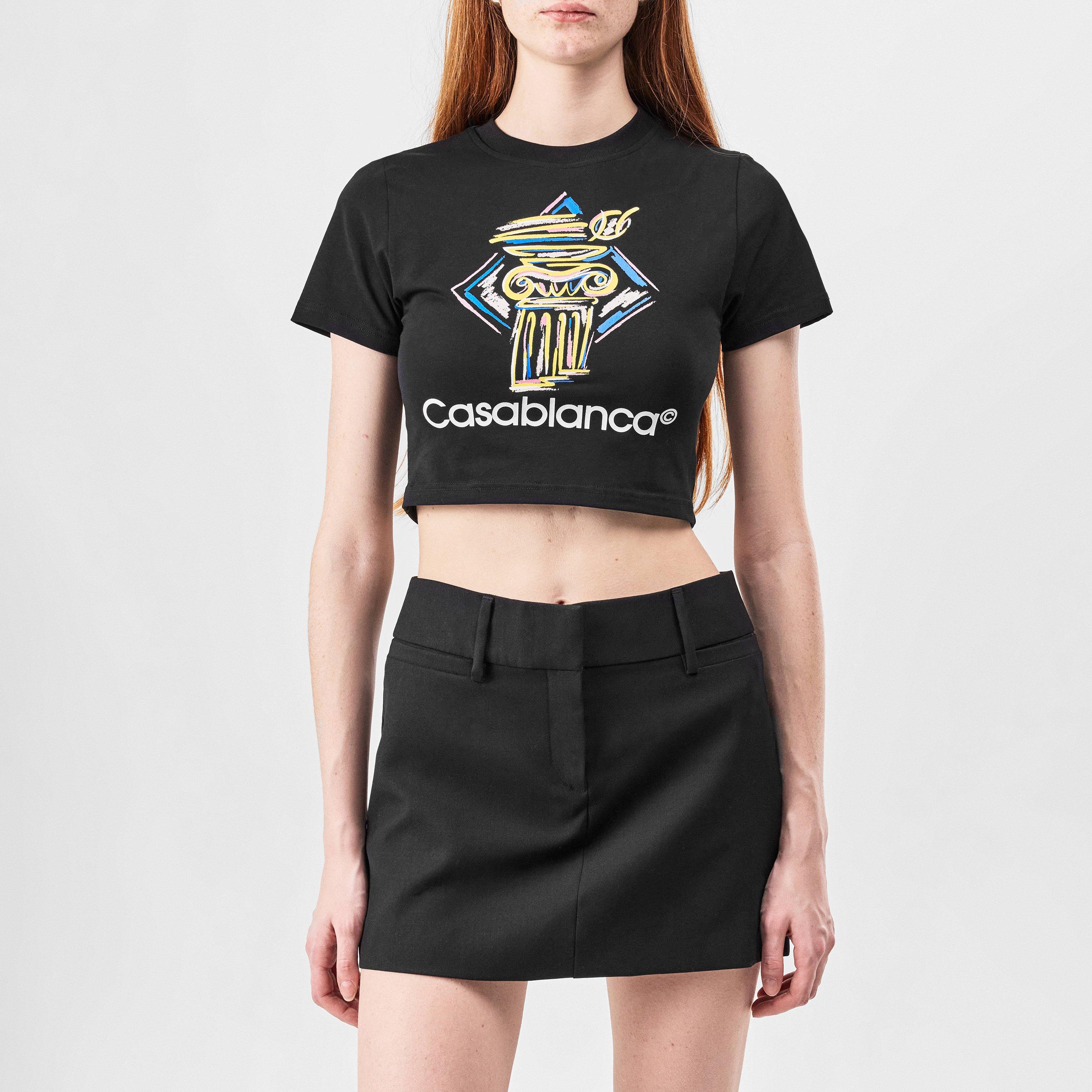 Casablanca Women's Diamond Column Baby T-Shirt - Black - 12 (M)