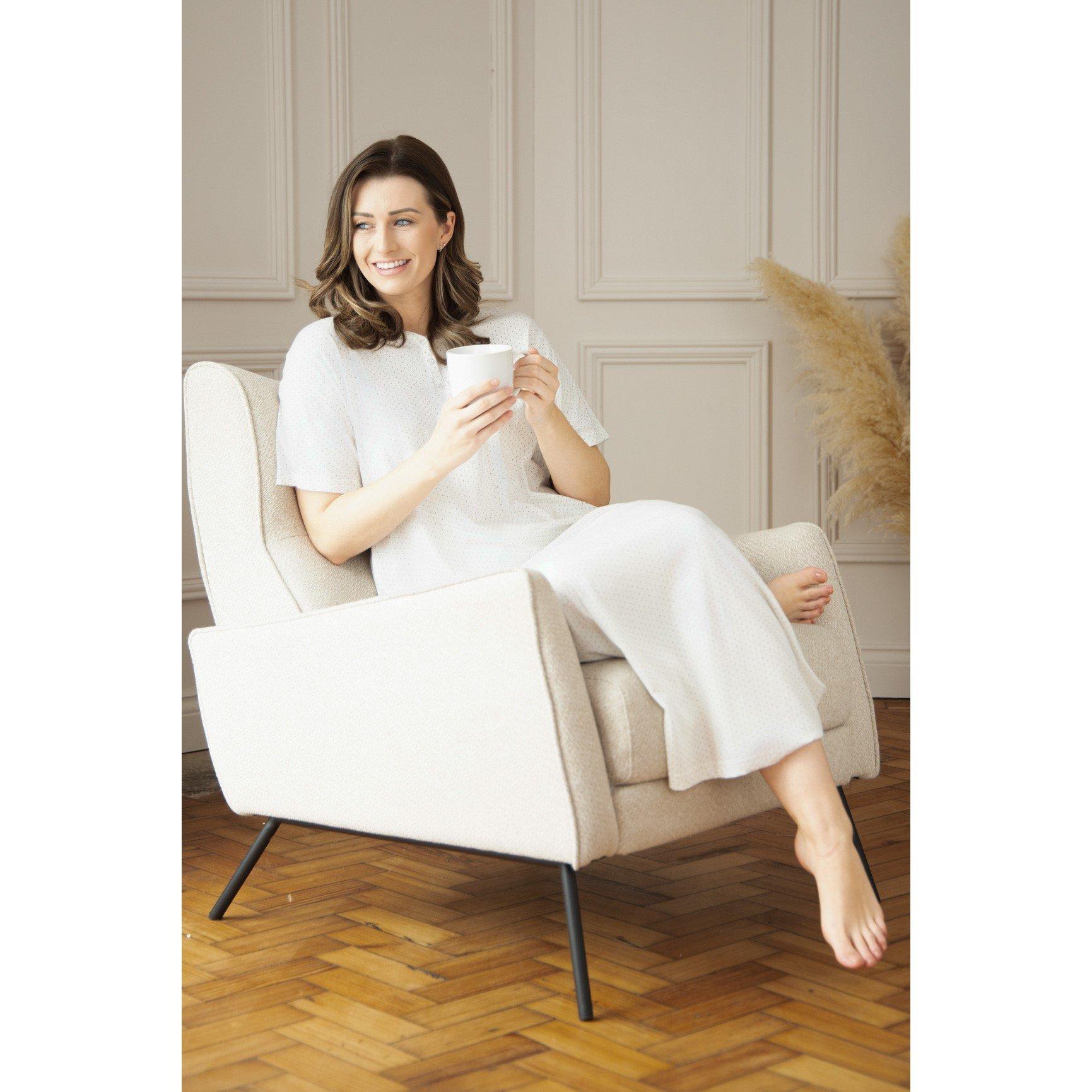 Cream Dot - Camille - Womens 100% Organic Cotton Short Sleeve Nightdress - 3