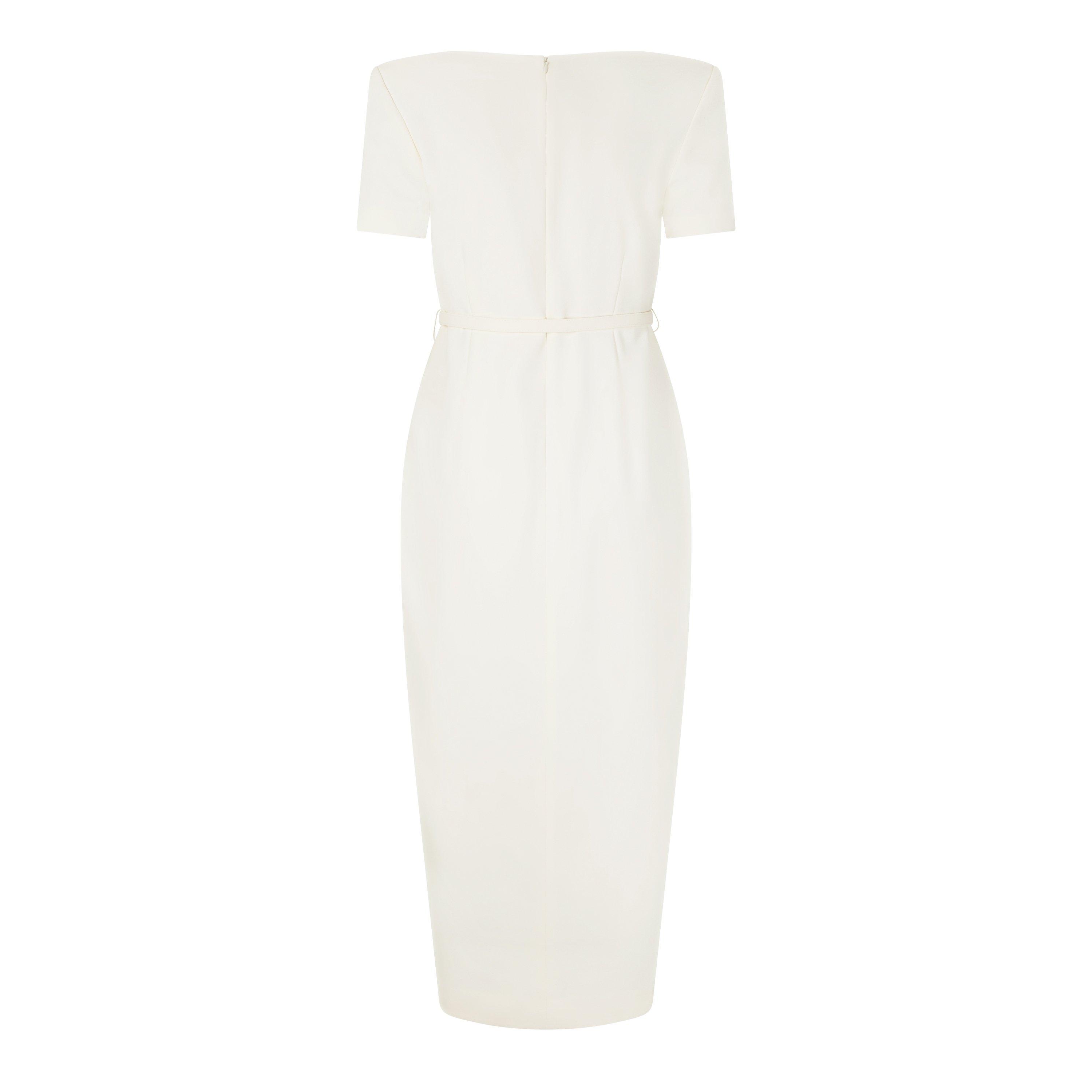 Cream - Self Portrait - Cream Crepe Button Midi Dress - 6