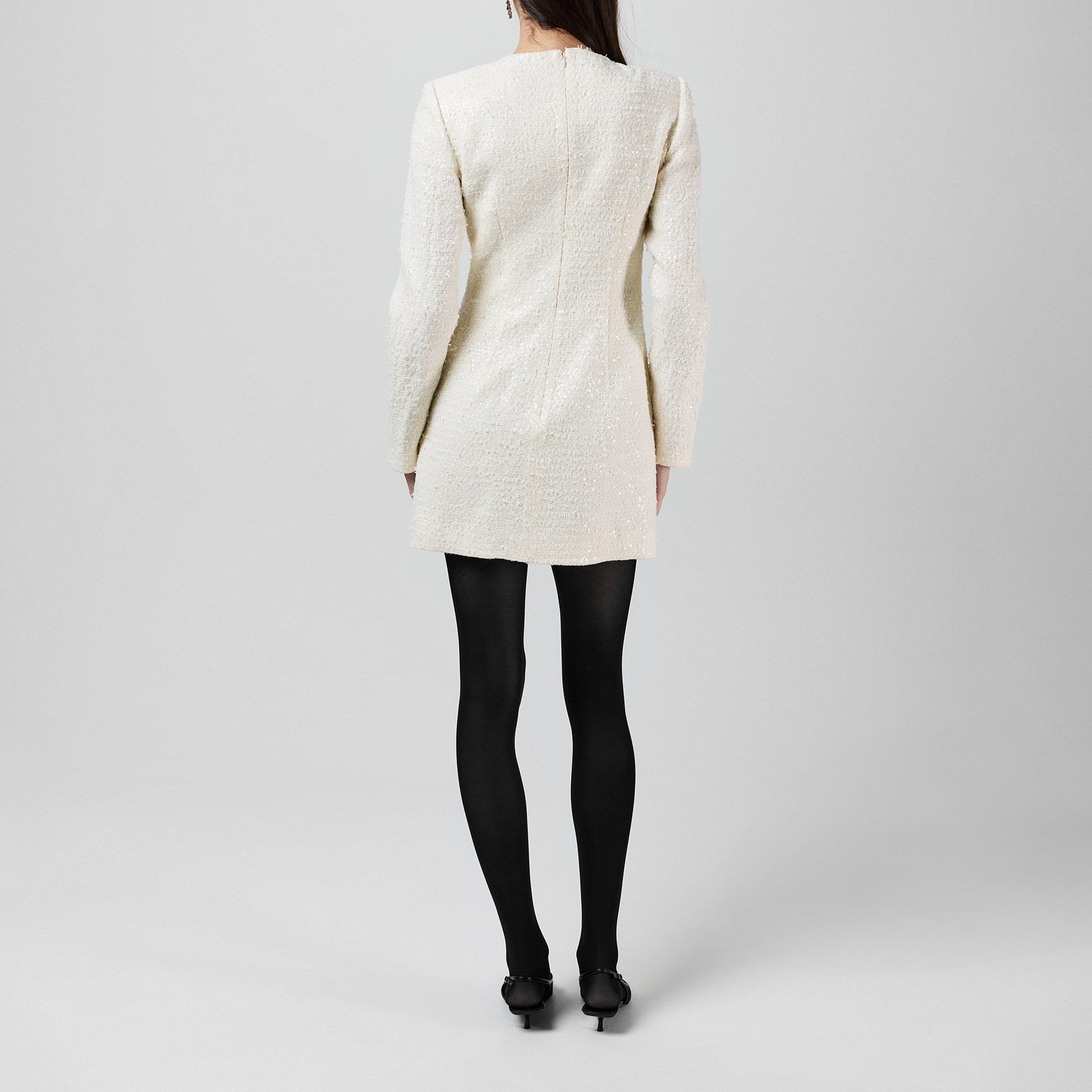 Cream - Self Portrait - Boucle Diamante Bow Mini Dress - 3