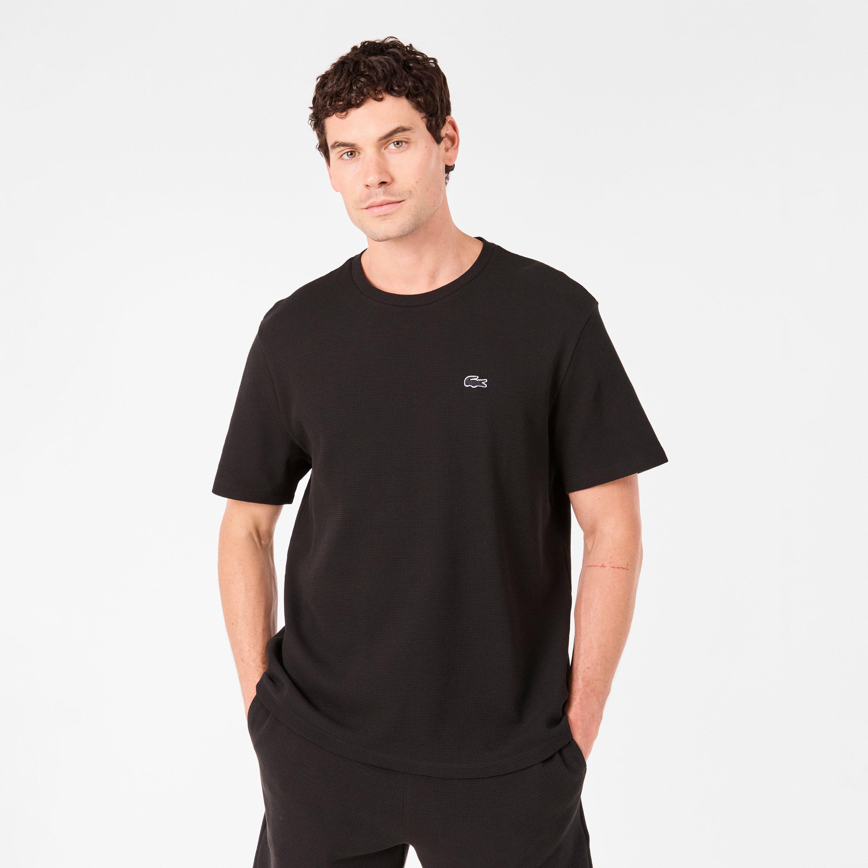 Noir 031 - Lacoste - Men's Waffle Pyjama Shorts Sleeve Top - 3