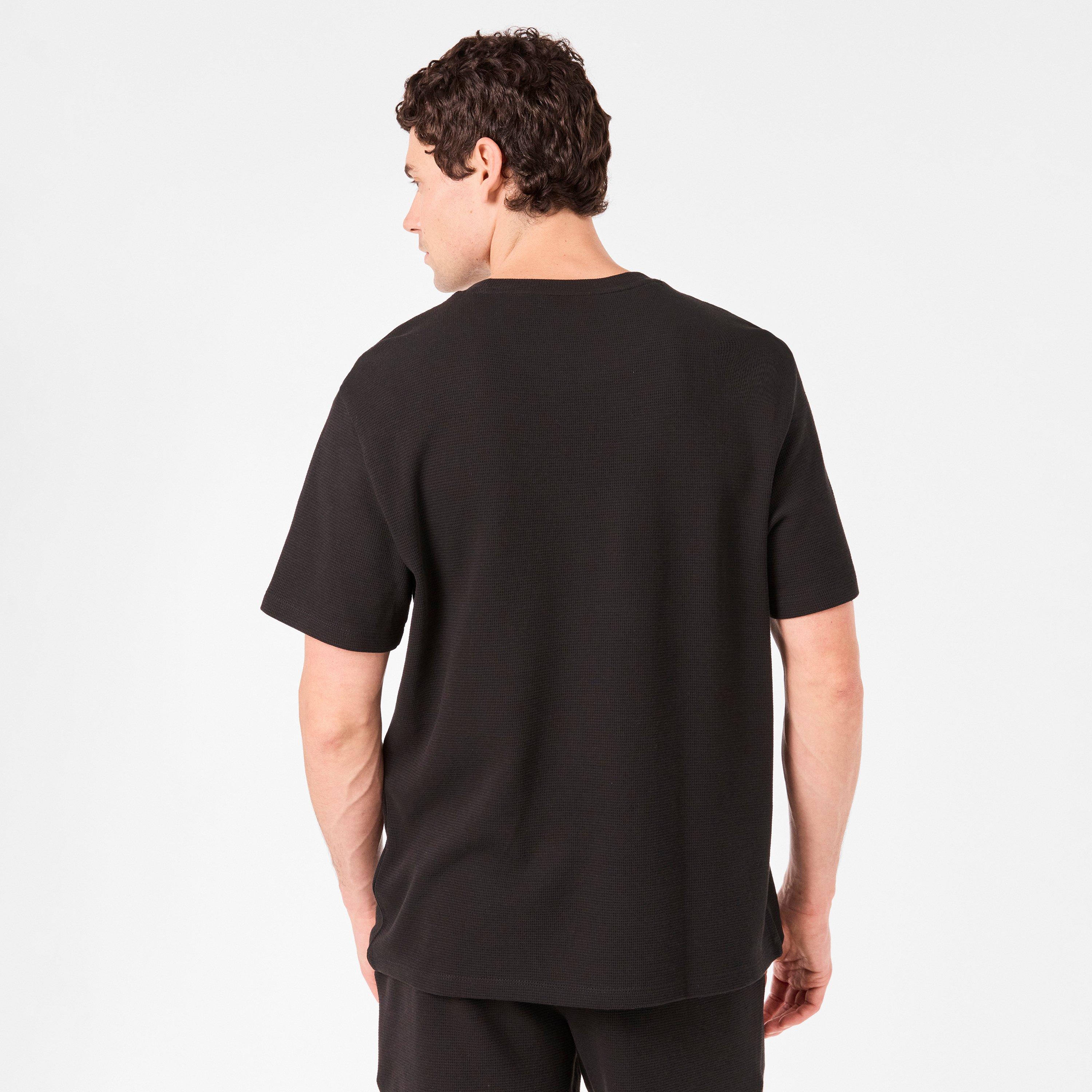 Noir 031 - Lacoste - Men's Waffle Pyjama Shorts Sleeve Top - 4