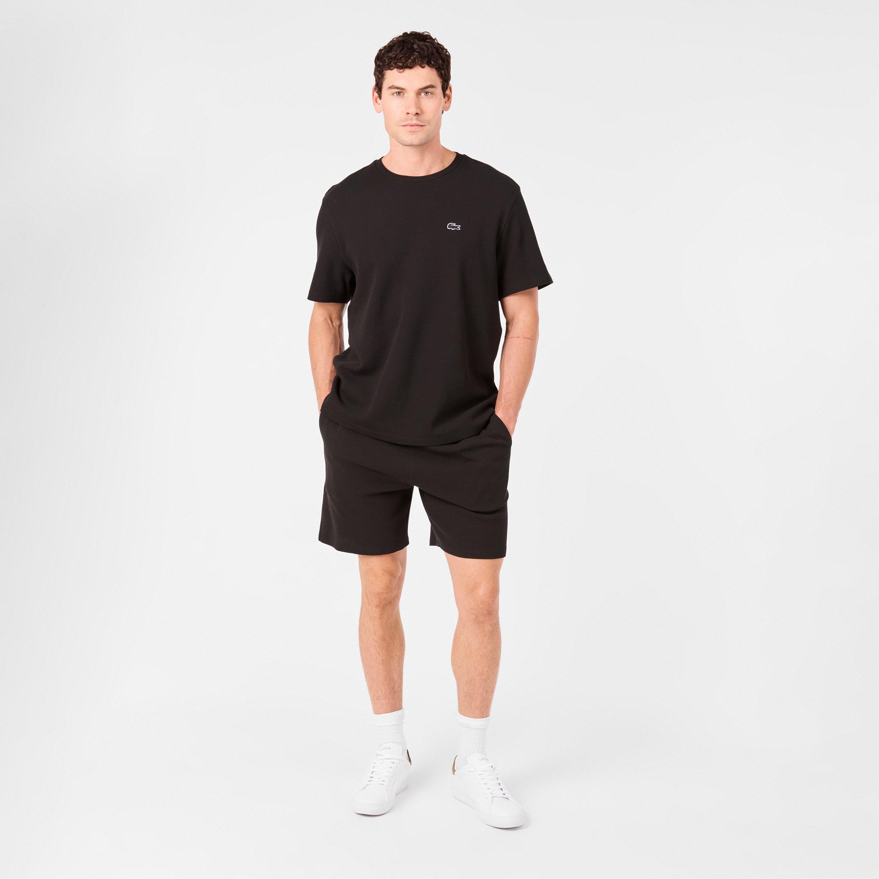 Noir 031 - Lacoste - Men's Waffle Pyjama Shorts Sleeve Top - 6