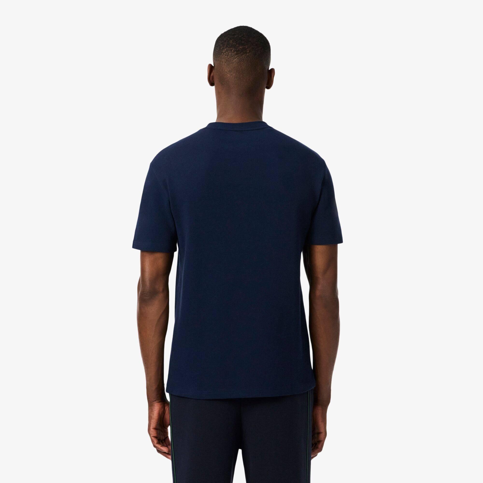 Navy 166 - Lacoste - Men's Waffle Short Sleeve Pyjama Top - 2