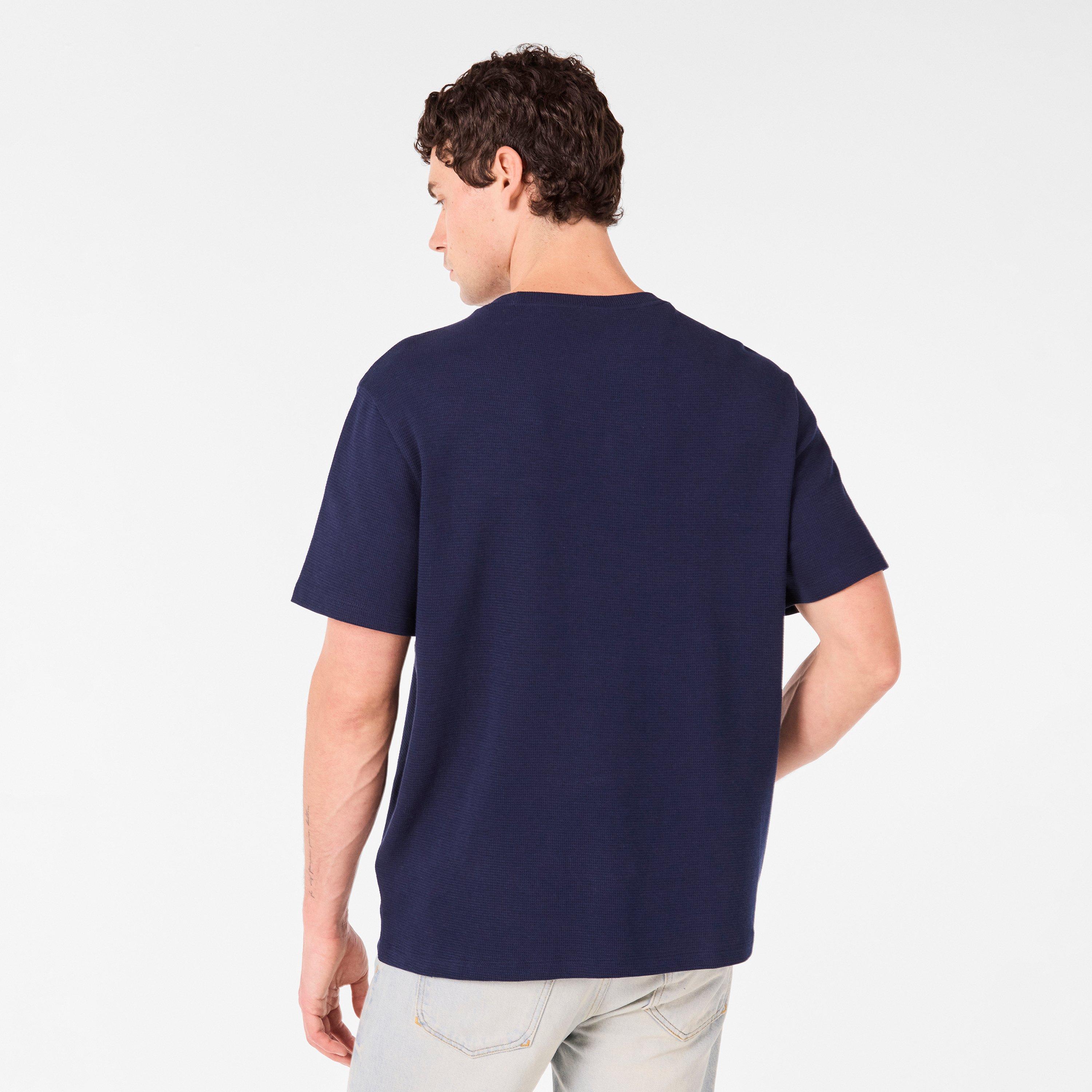 Navy 166 - Lacoste - Men's Waffle Short Sleeve Pyjama Top - 4