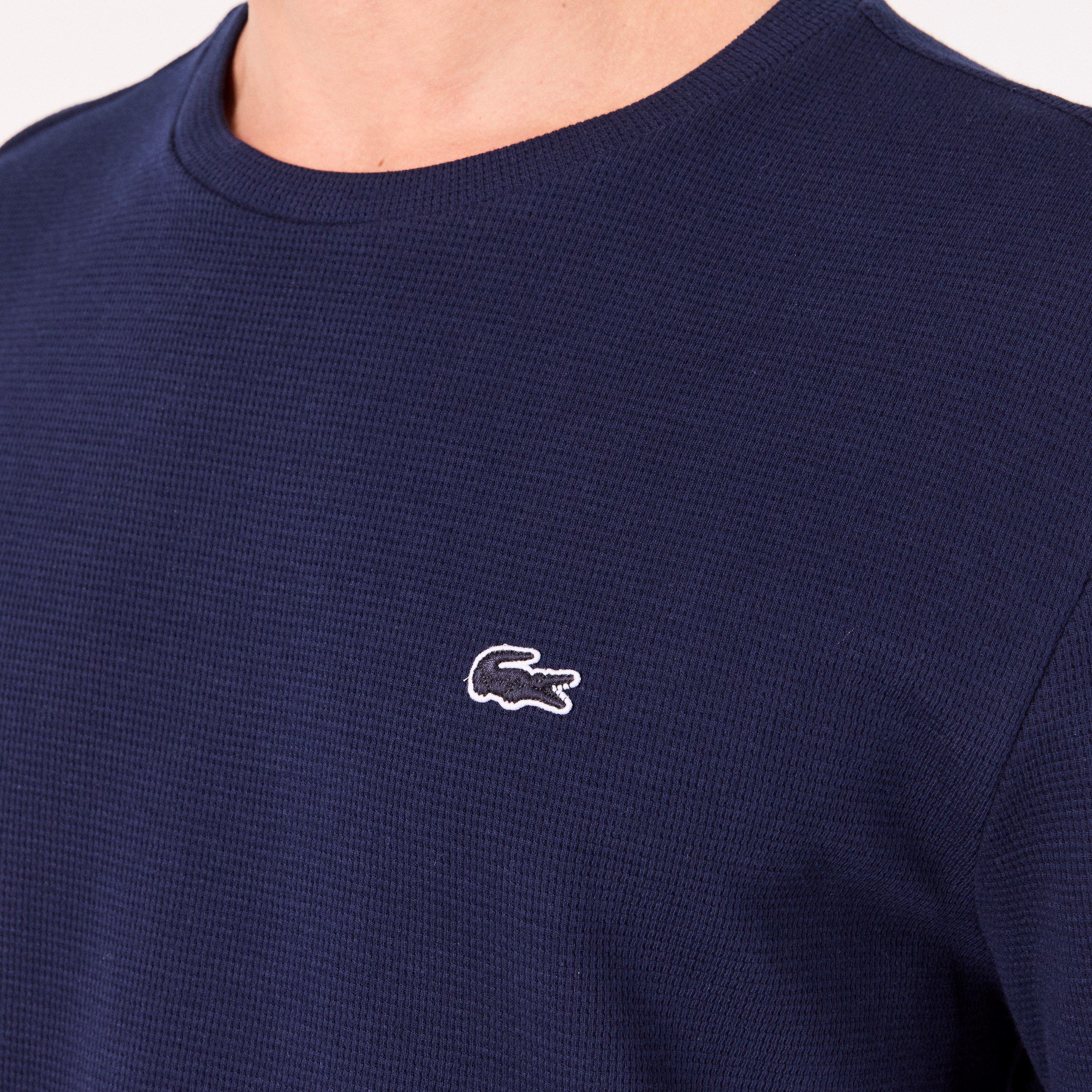 Navy 166 - Lacoste - Men's Waffle Short Sleeve Pyjama Top - 5