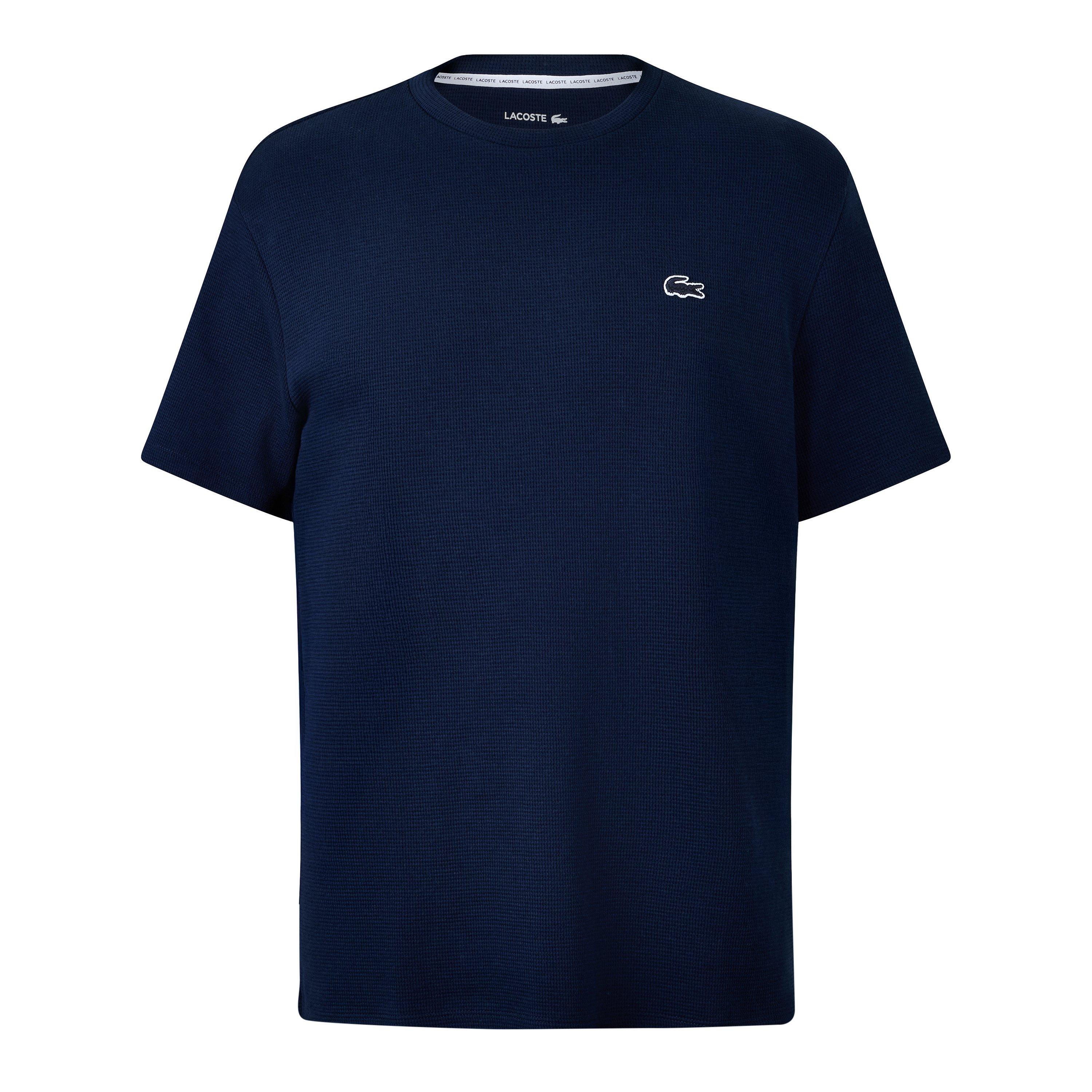 Navy 166 - Lacoste - Men's Waffle Short Sleeve Pyjama Top - 1