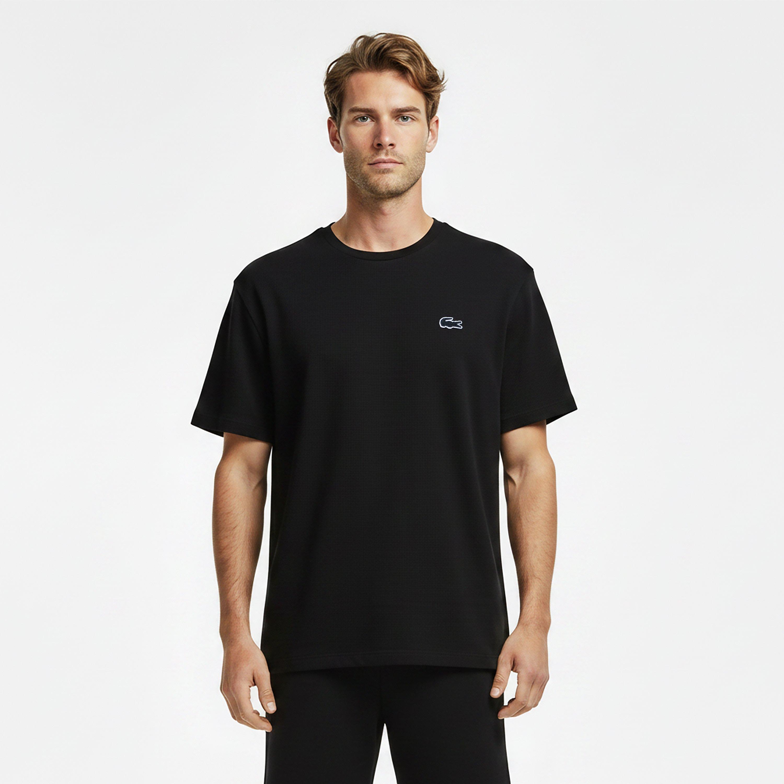 Black 031 - Lacoste - Men's Waffle Short Sleeve Pyjama Top - 3
